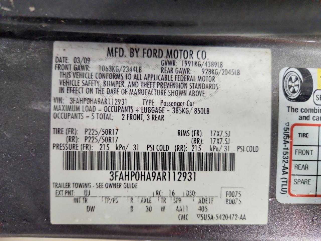 2010 Ford Fusion Se Gray vin: 3FAHP0HA9AR112931