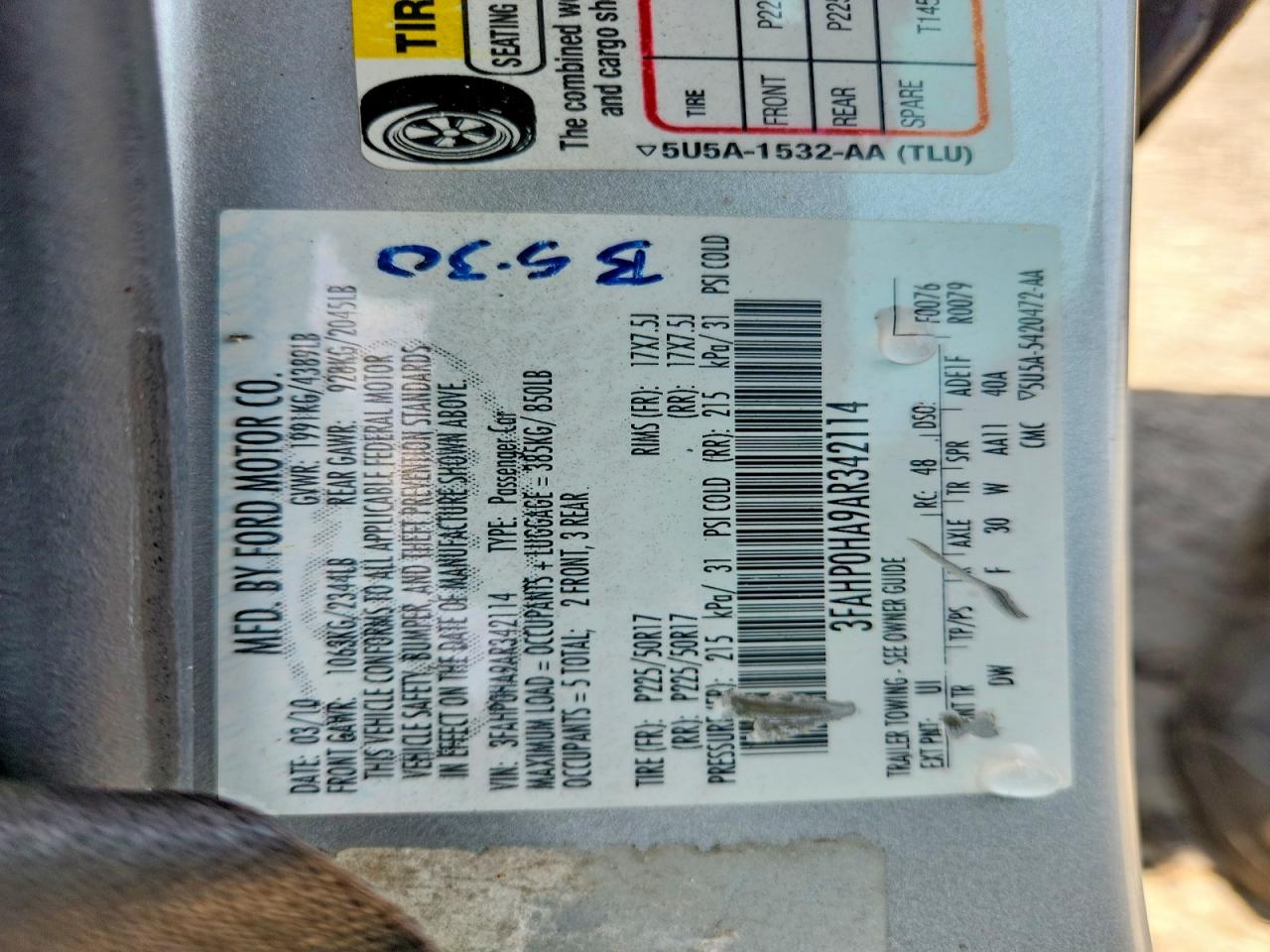2010 Ford Fusion Se Silver vin: 3FAHP0HA9AR342114