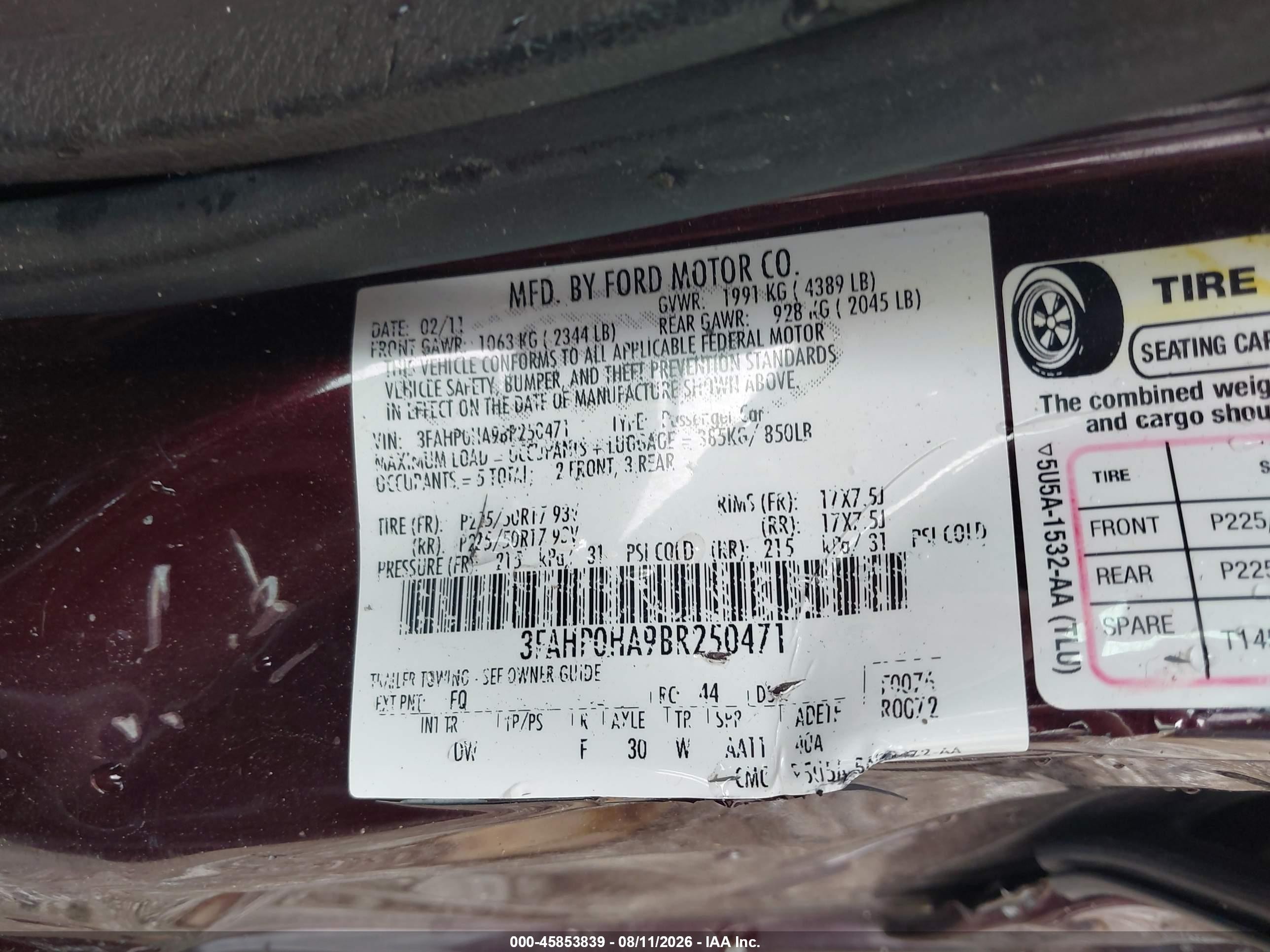 2011 Ford Fusion Se Maroon vin: 3FAHP0HA9BR250471