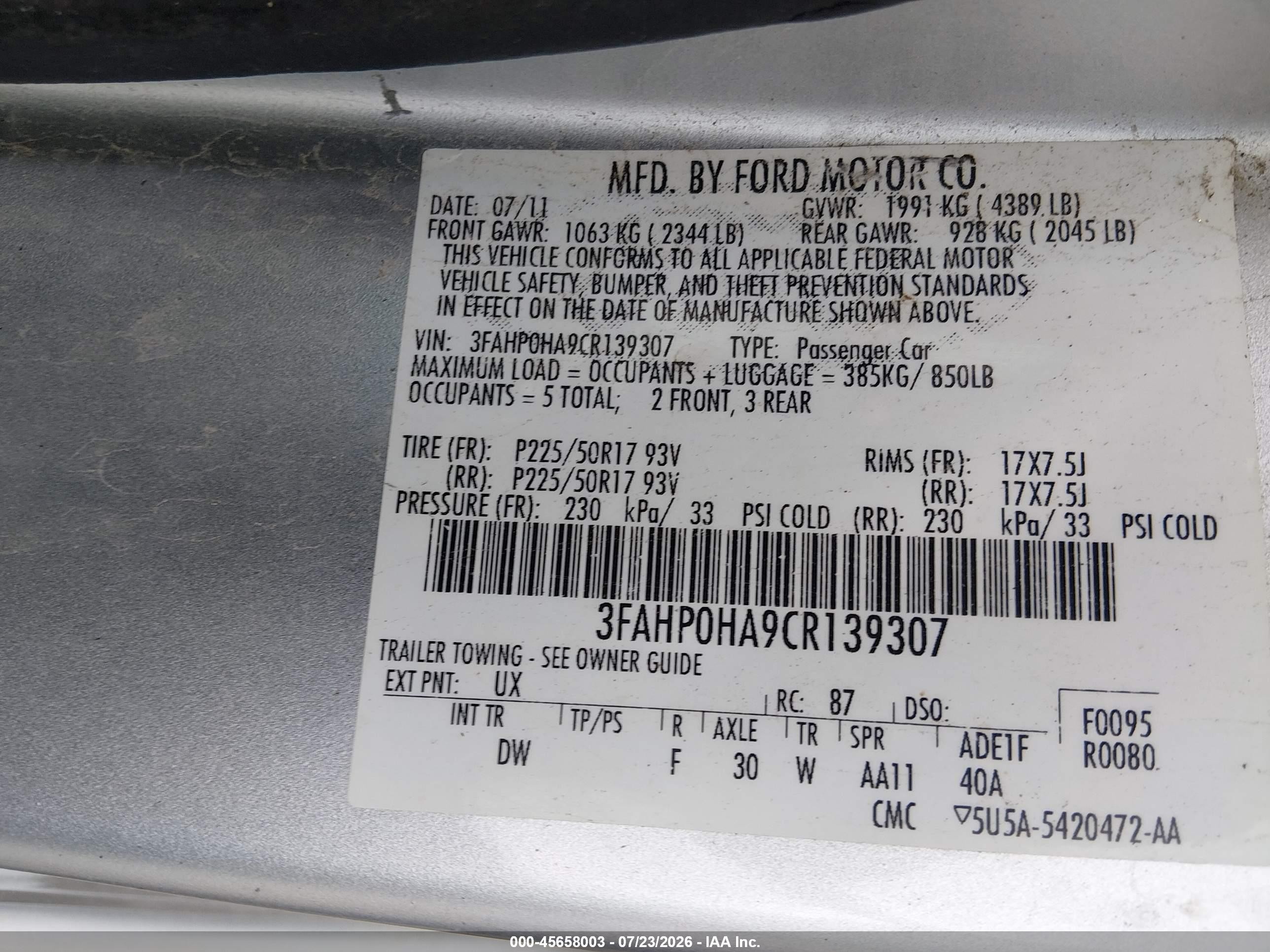 2012 Ford Fusion Se Silver vin: 3FAHP0HA9CR139307