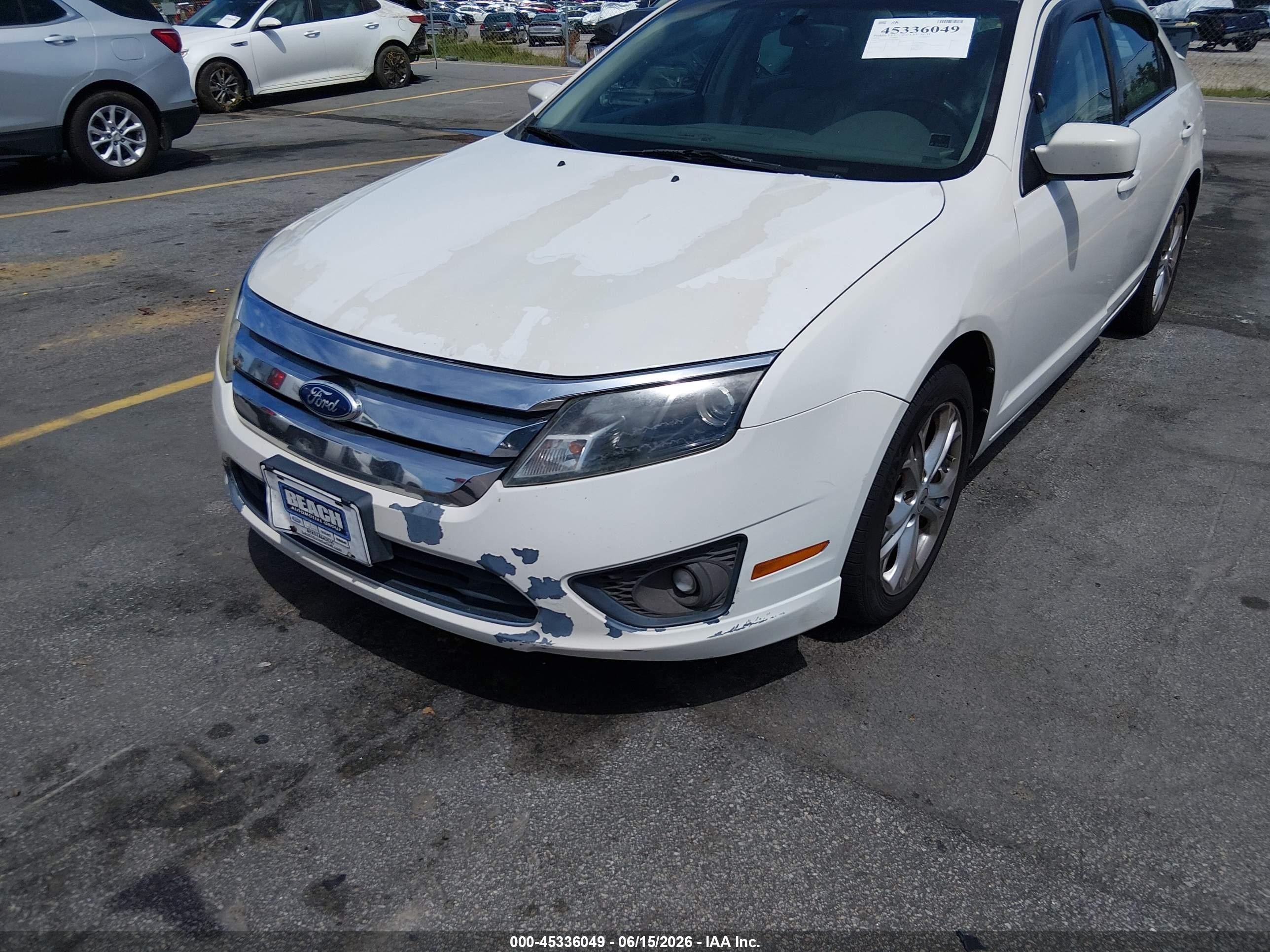 2012 Ford Fusion Se White vin: 3FAHP0HA9CR234952