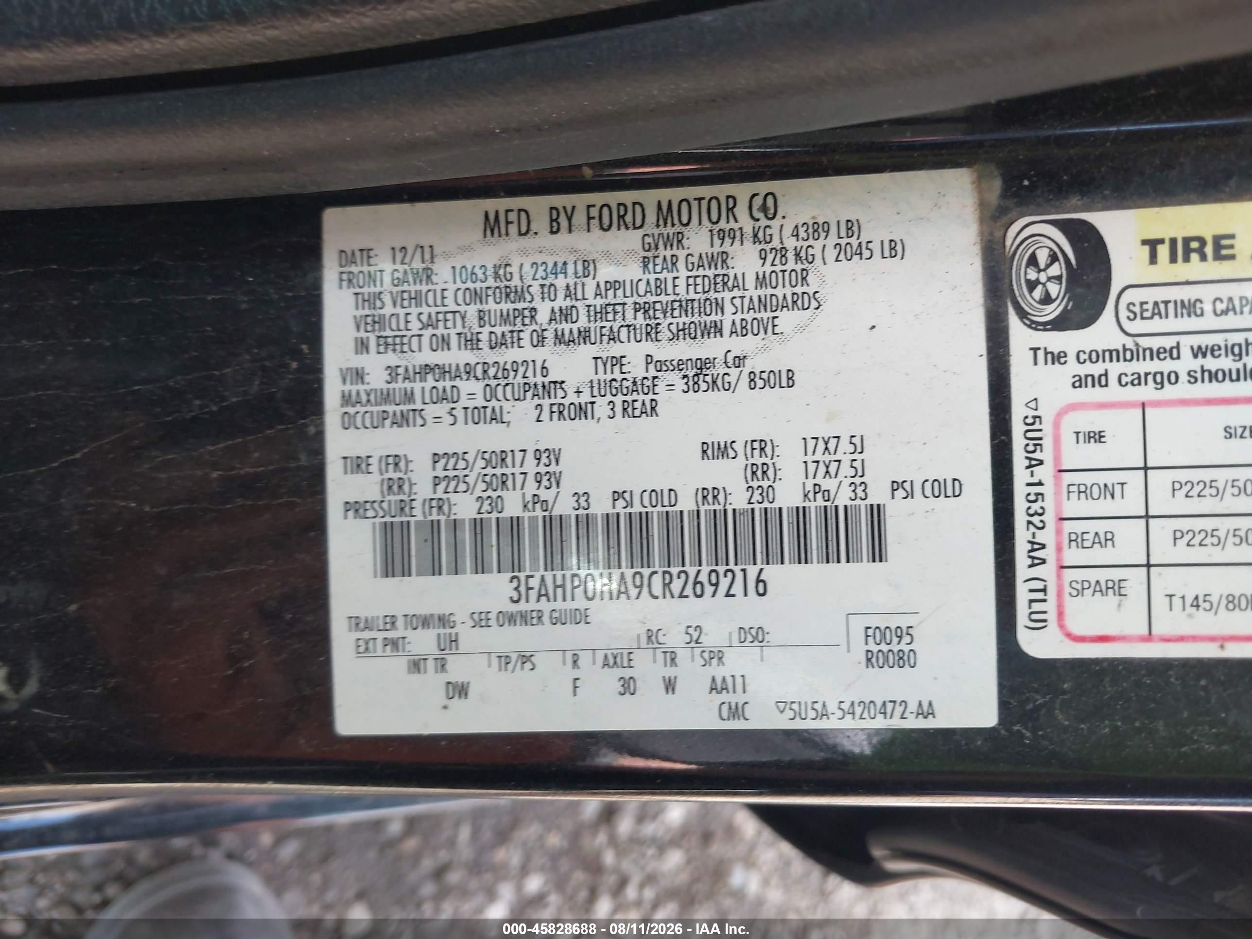 2012 Ford Fusion Se Black vin: 3FAHP0HA9CR269216