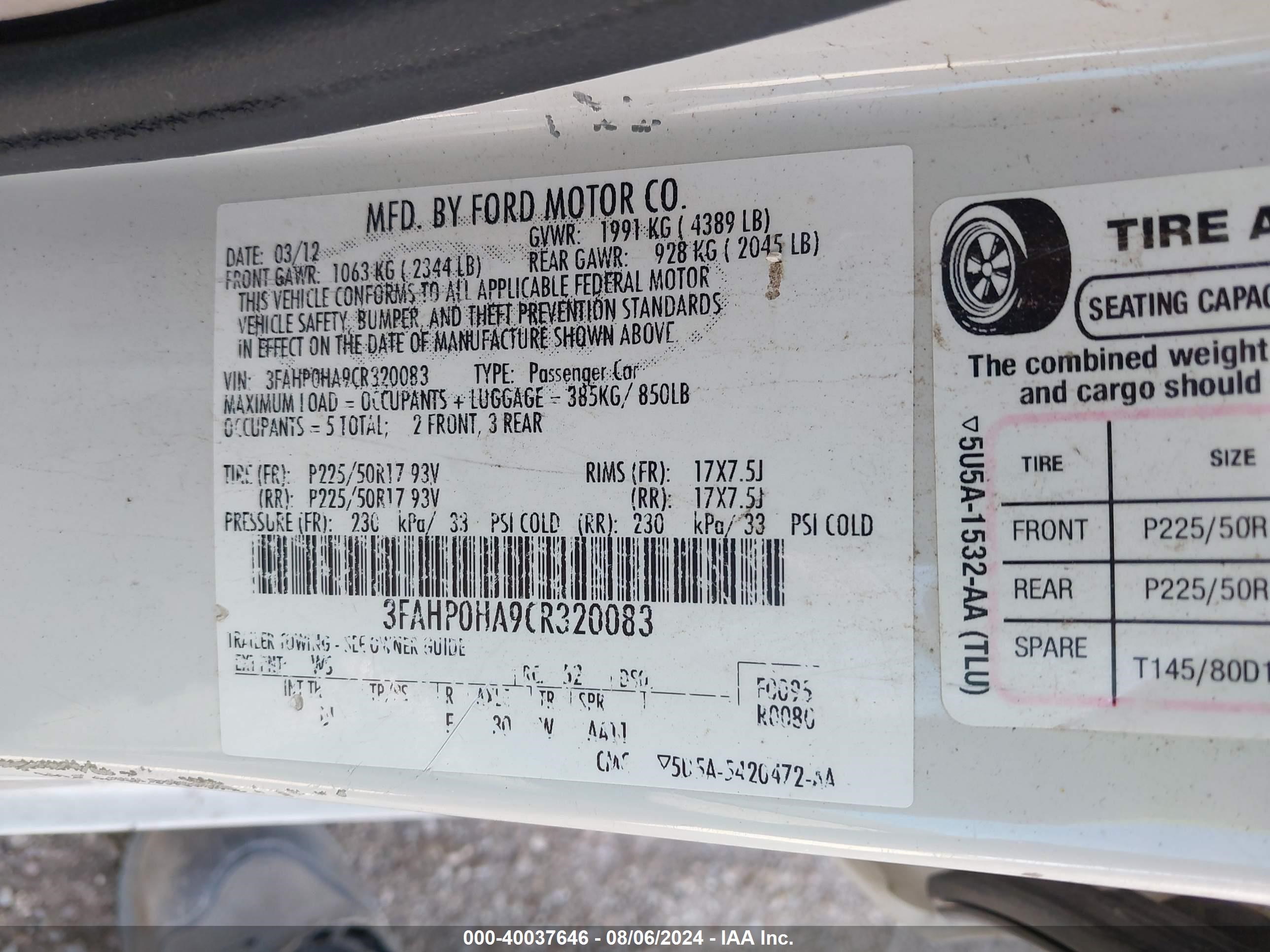 2012 Ford Fusion Se White vin: 3FAHP0HA9CR320083