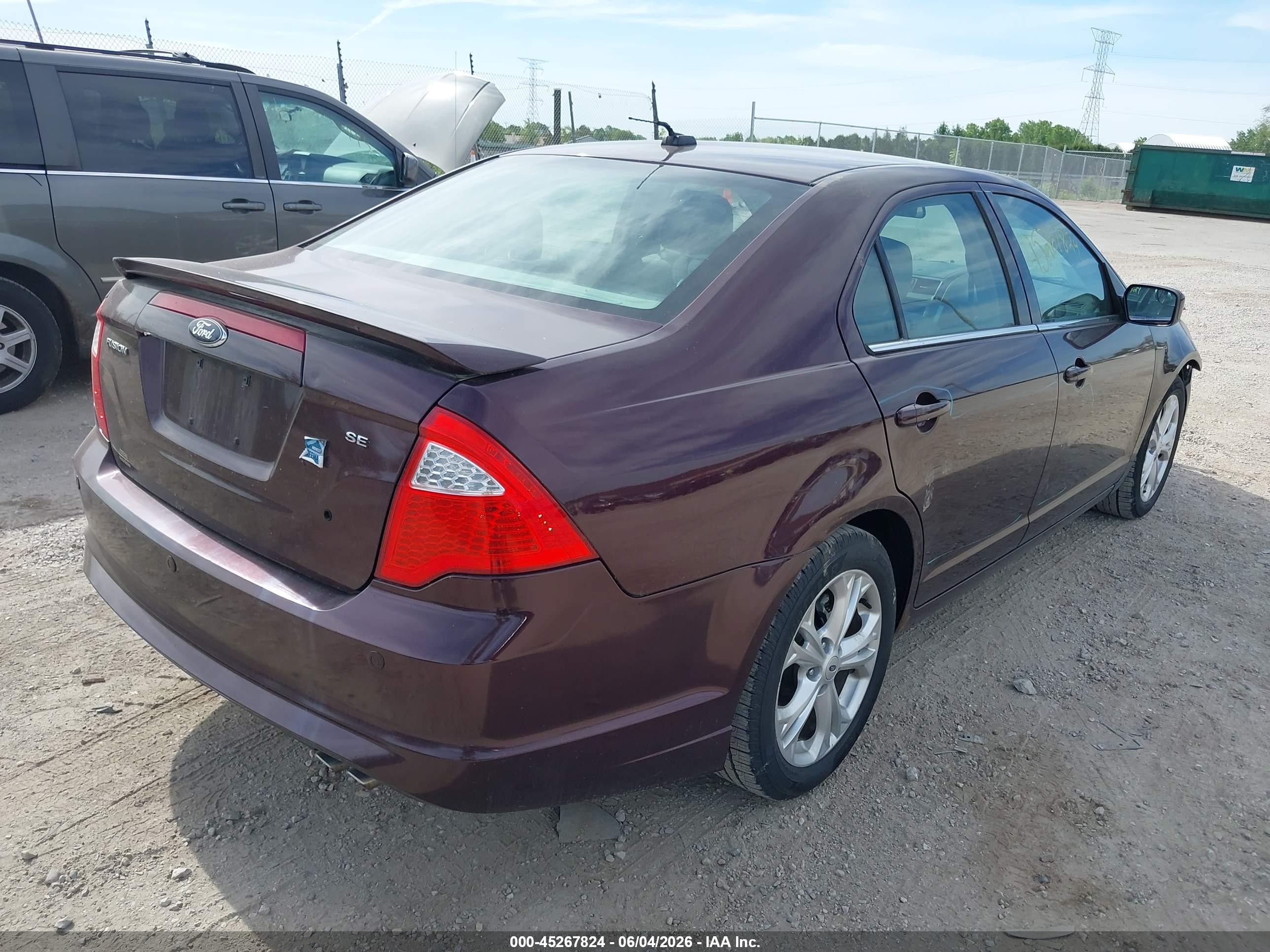 2012 Ford Fusion Se Burgundy vin: 3FAHP0HA9CR373642