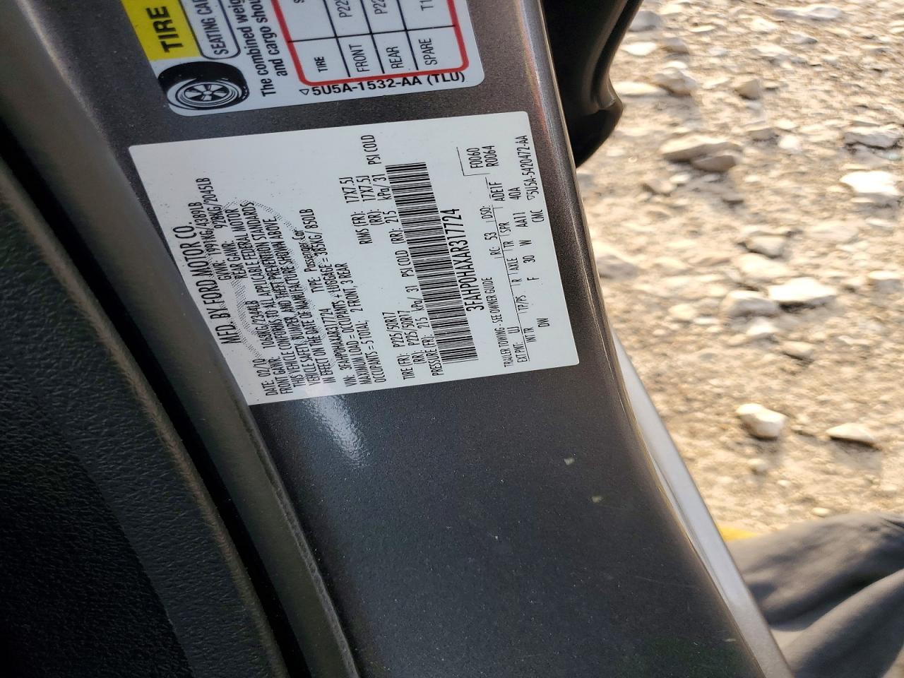 2010 Ford Fusion Se Charcoal vin: 3FAHP0HAXAR317724