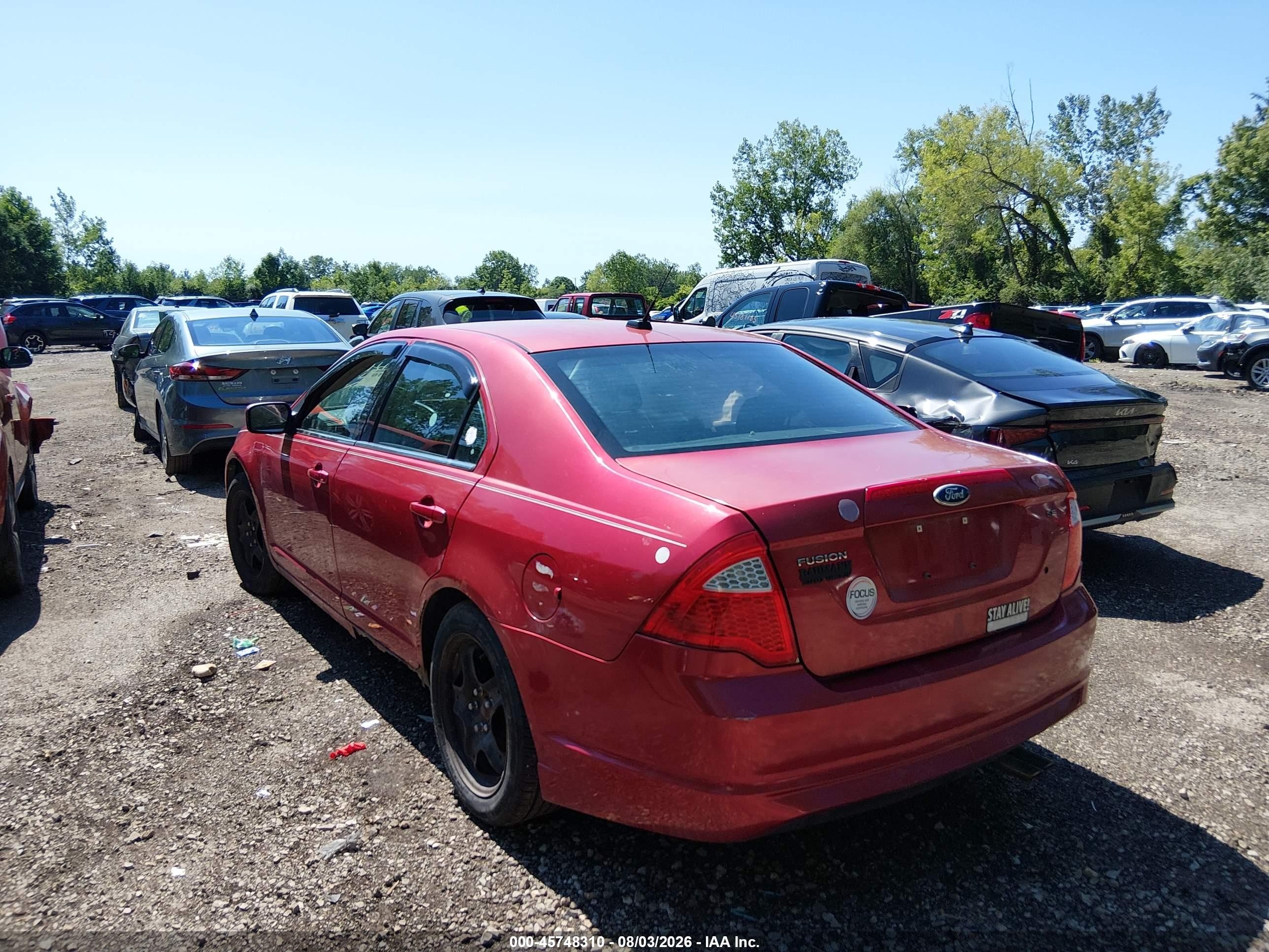2010 Ford Fusion Se Red vin: 3FAHP0HAXAR348472