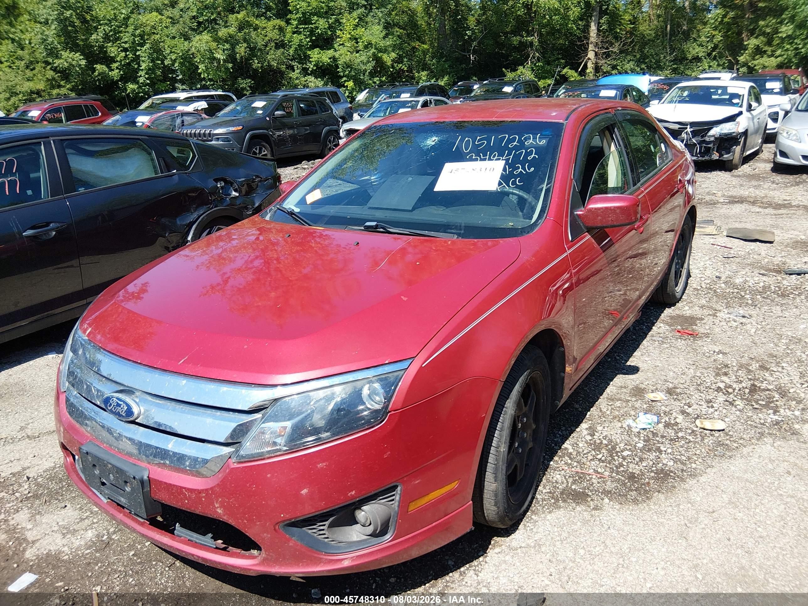 2010 Ford Fusion Se Red vin: 3FAHP0HAXAR348472
