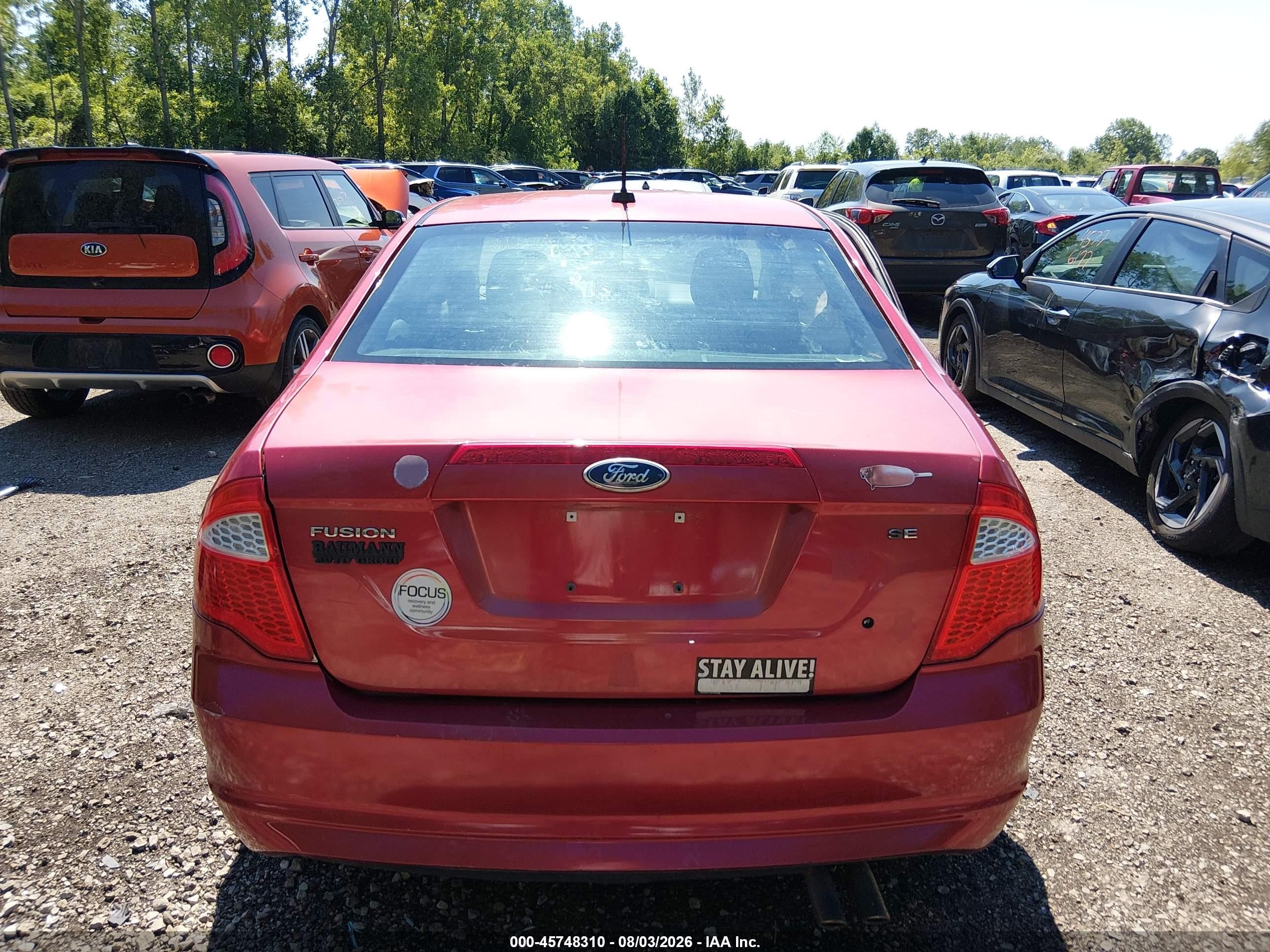 2010 Ford Fusion Se Red vin: 3FAHP0HAXAR348472