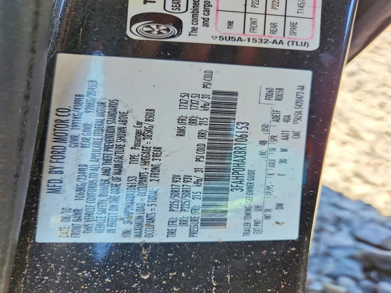 2011 Ford Fusion Se Черный vin: 3FAHP0HAXBR106153