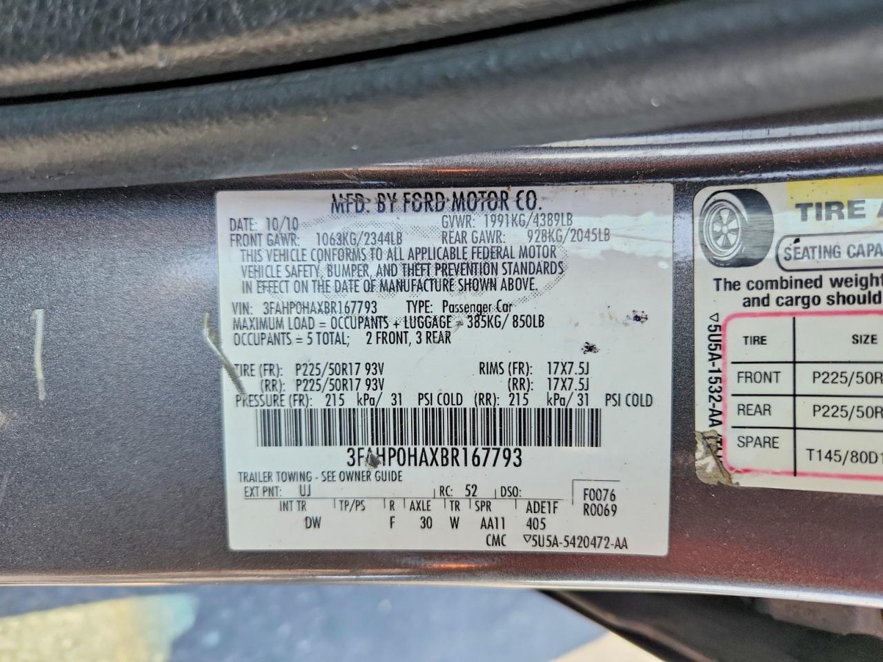 2011 Ford Fusion Se Gray vin: 3FAHP0HAXBR167793