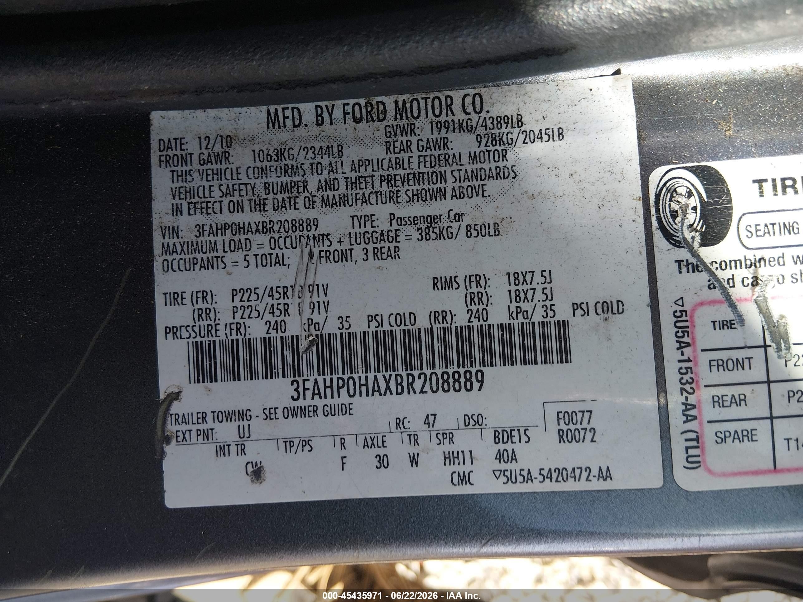 2011 Ford Fusion Se Gray vin: 3FAHP0HAXBR208889