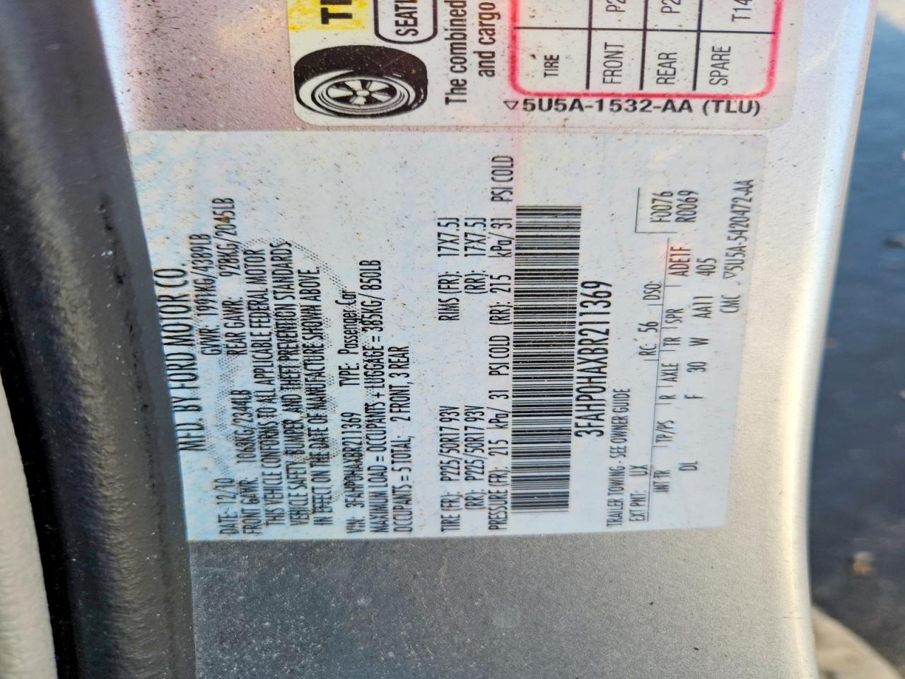 2011 Ford Fusion Se Silver vin: 3FAHP0HAXBR211369