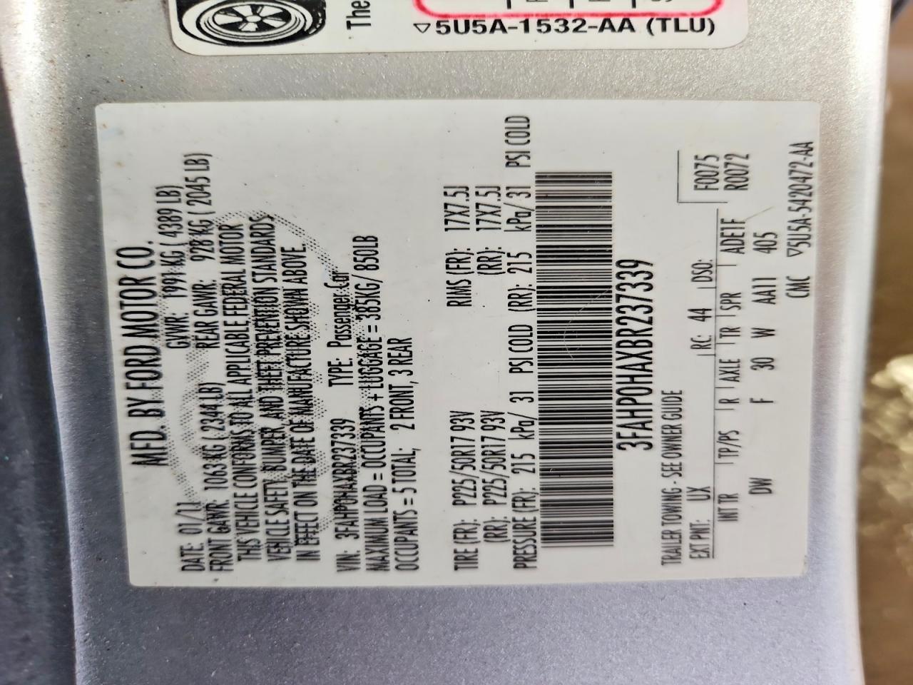 2011 Ford Fusion Se Silver vin: 3FAHP0HAXBR237339
