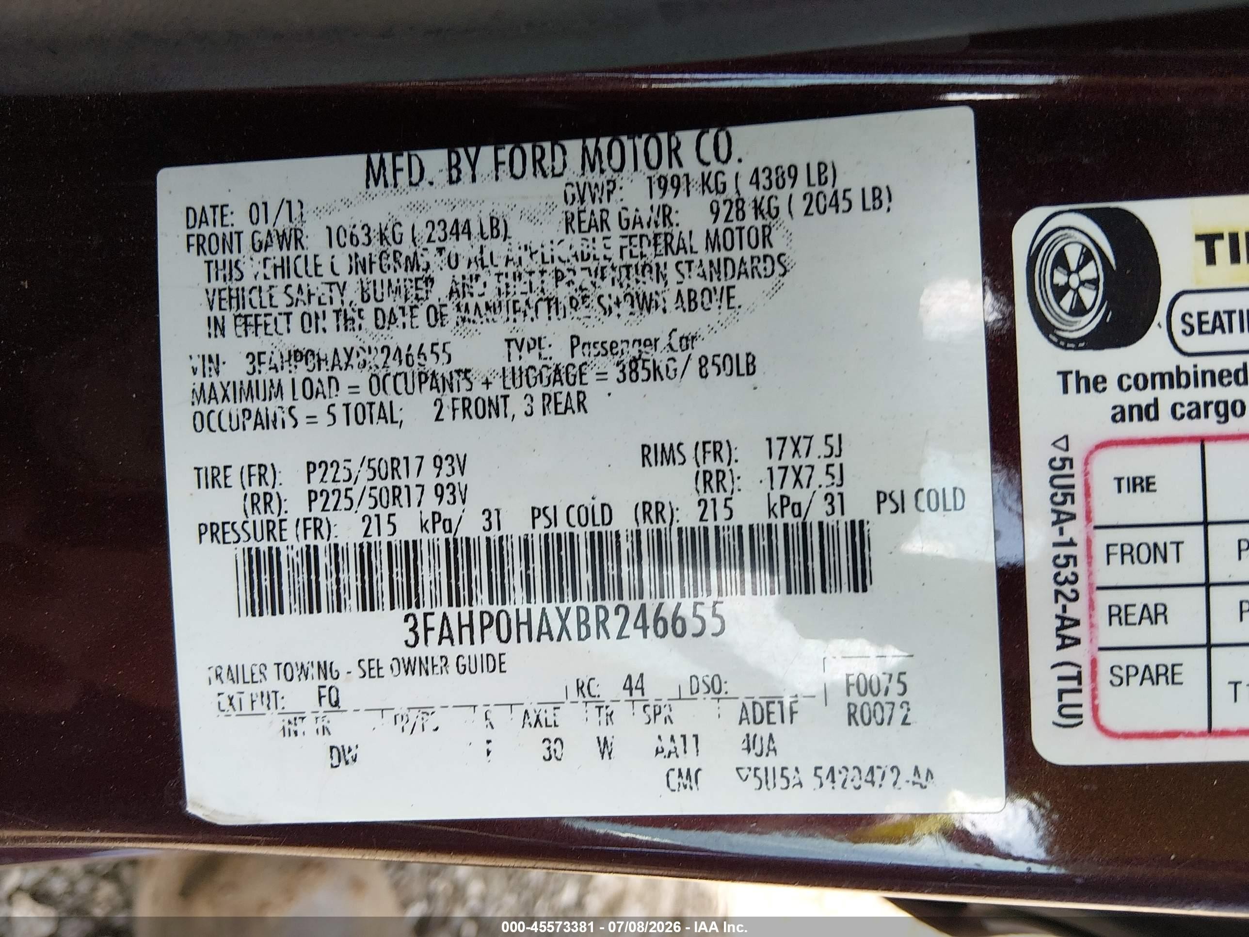 2011 Ford Fusion Se Maroon vin: 3FAHP0HAXBR246655