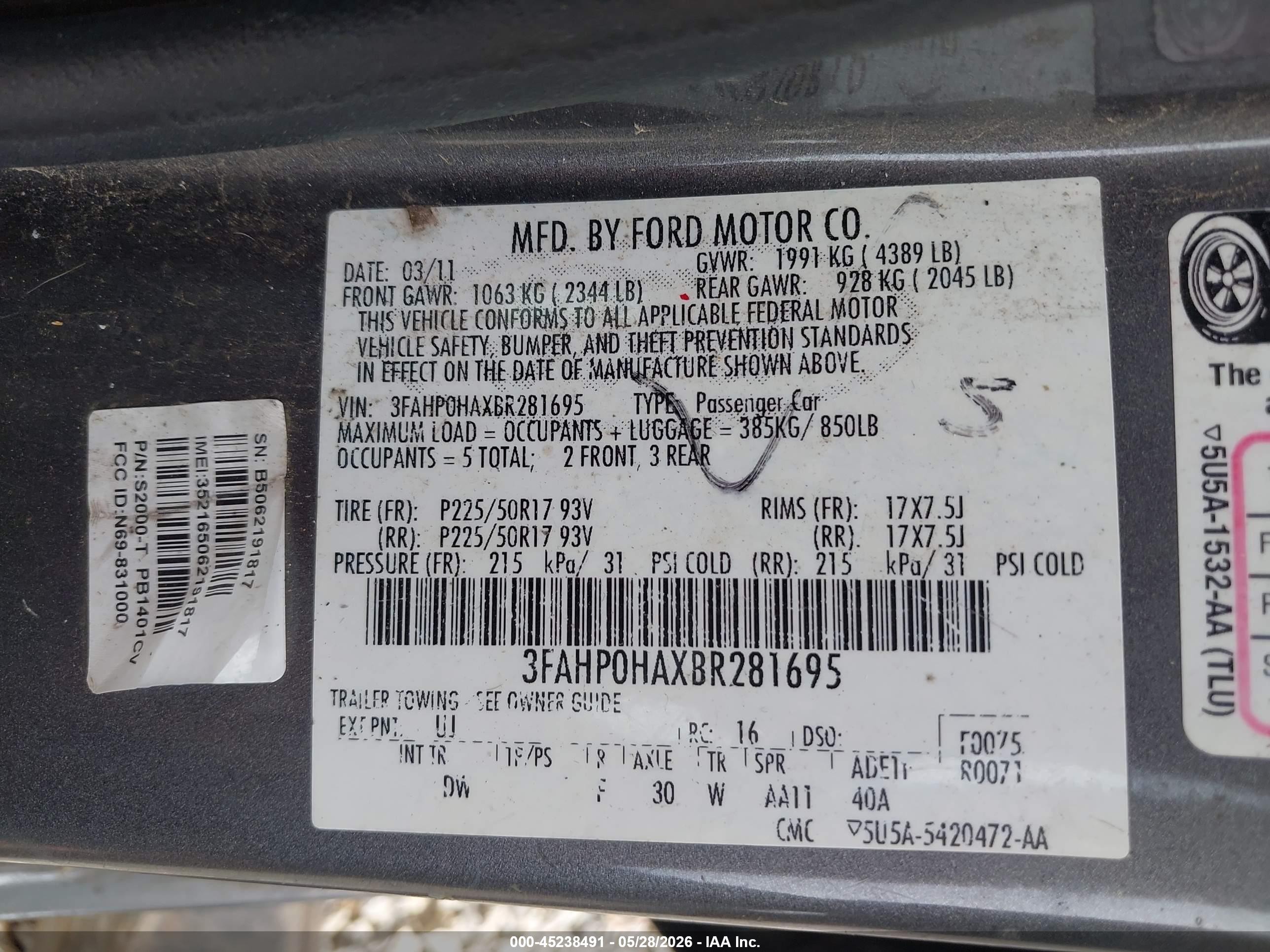 2011 Ford Fusion Se Gray vin: 3FAHP0HAXBR281695