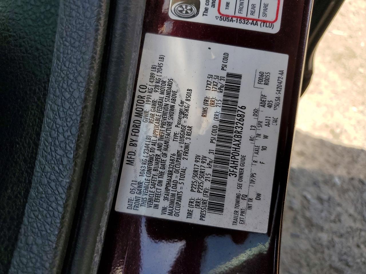 2011 Ford Fusion Se Purple vin: 3FAHP0HAXBR326876