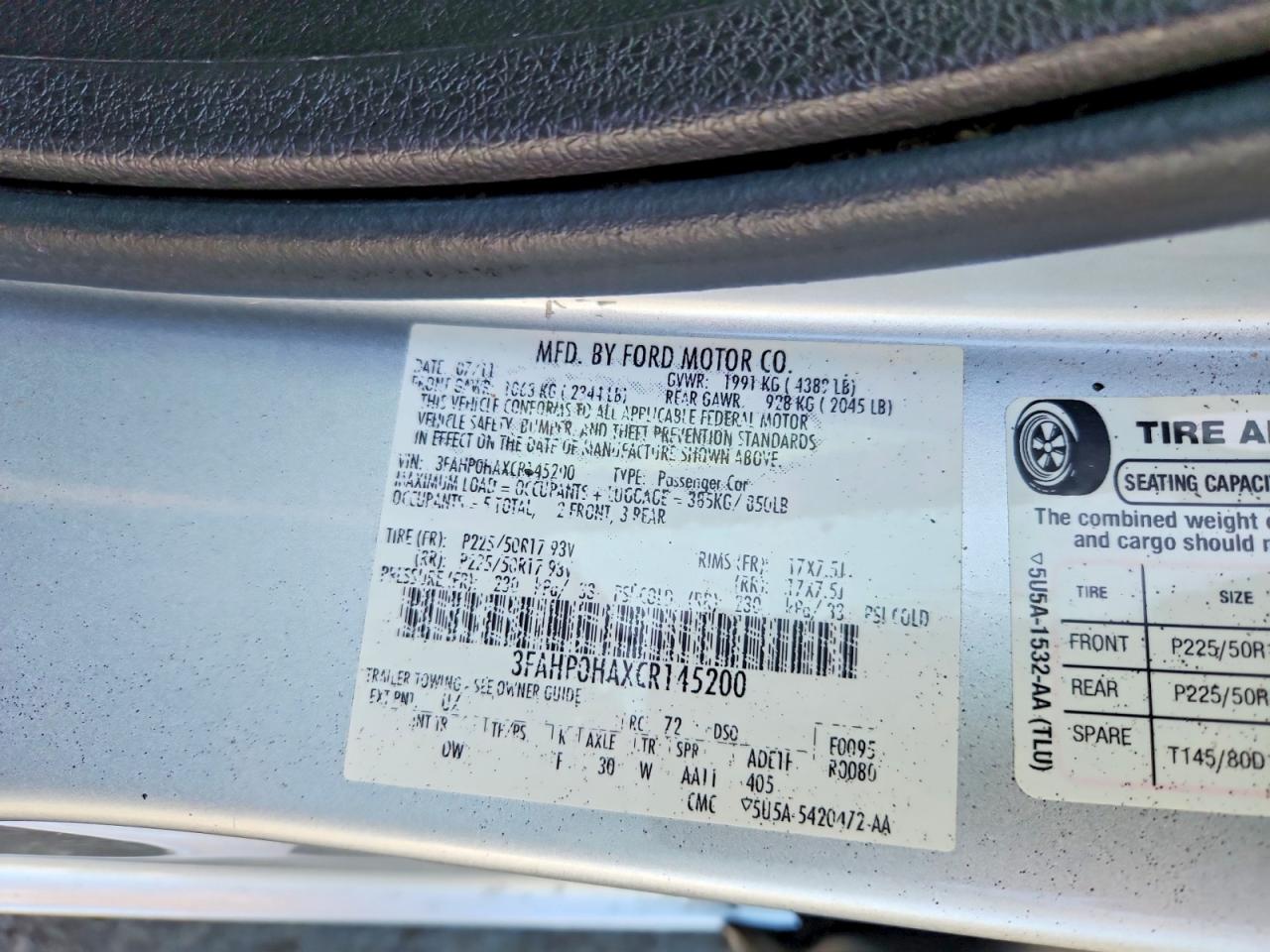 2012 Ford Fusion Se Silver vin: 3FAHP0HAXCR145200