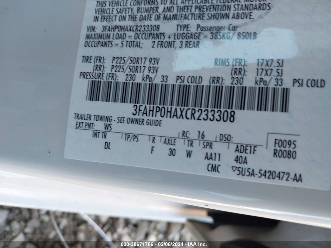 2012 Ford Fusion Se Белый vin: 3FAHP0HAXCR233308