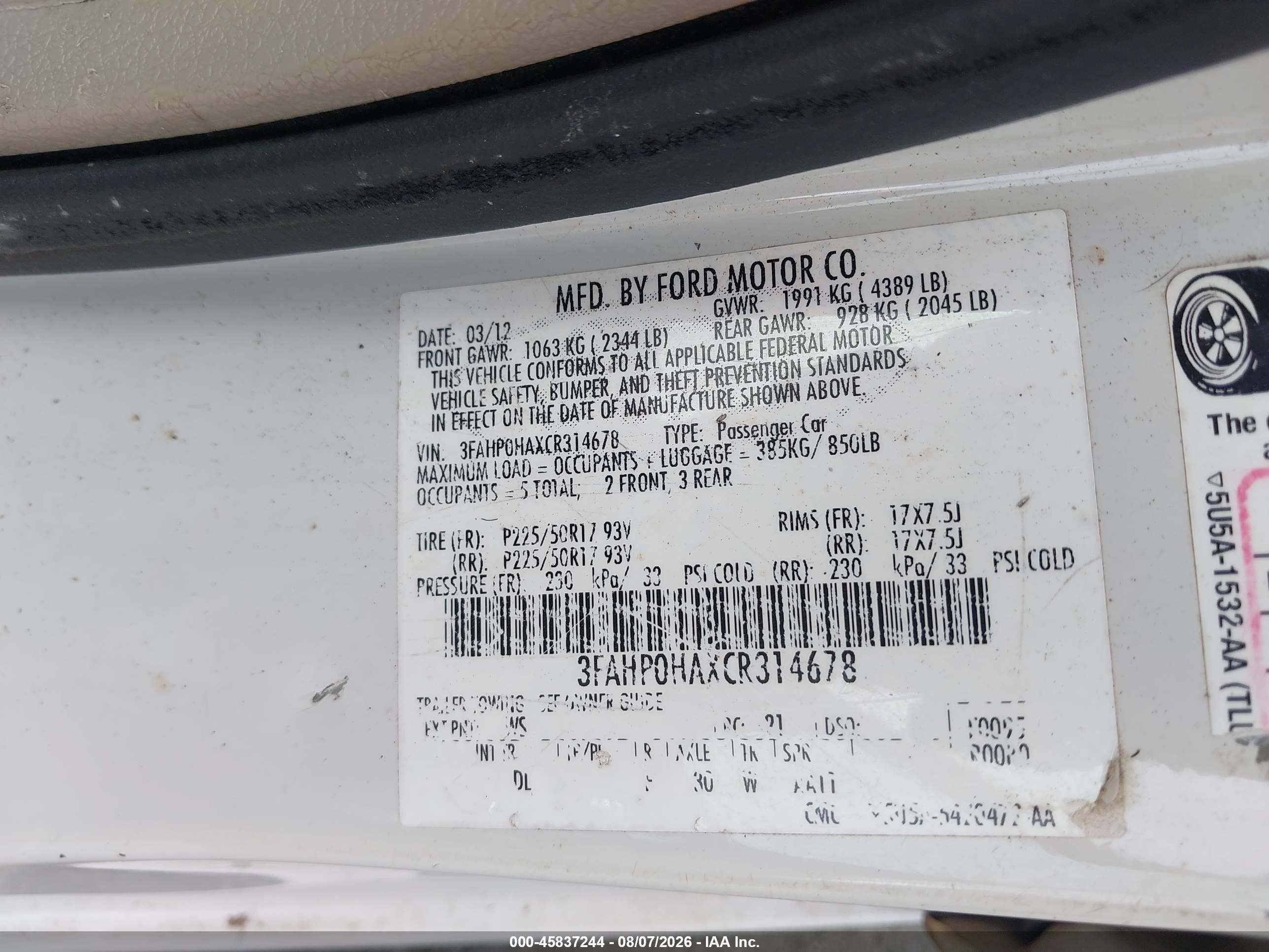2012 Ford Fusion Se White vin: 3FAHP0HAXCR314678