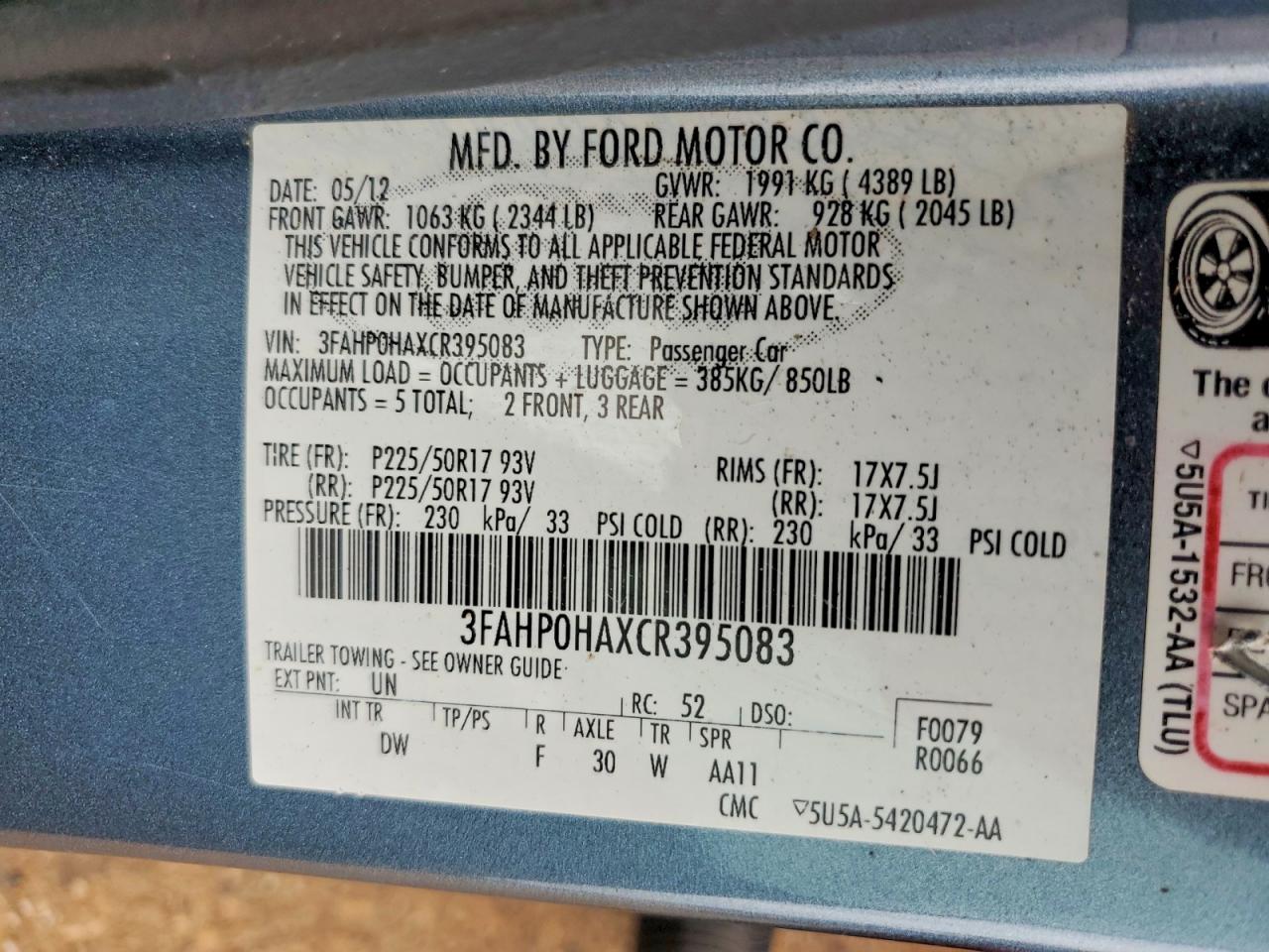 2012 Ford Fusion Se Синий vin: 3FAHP0HAXCR395083
