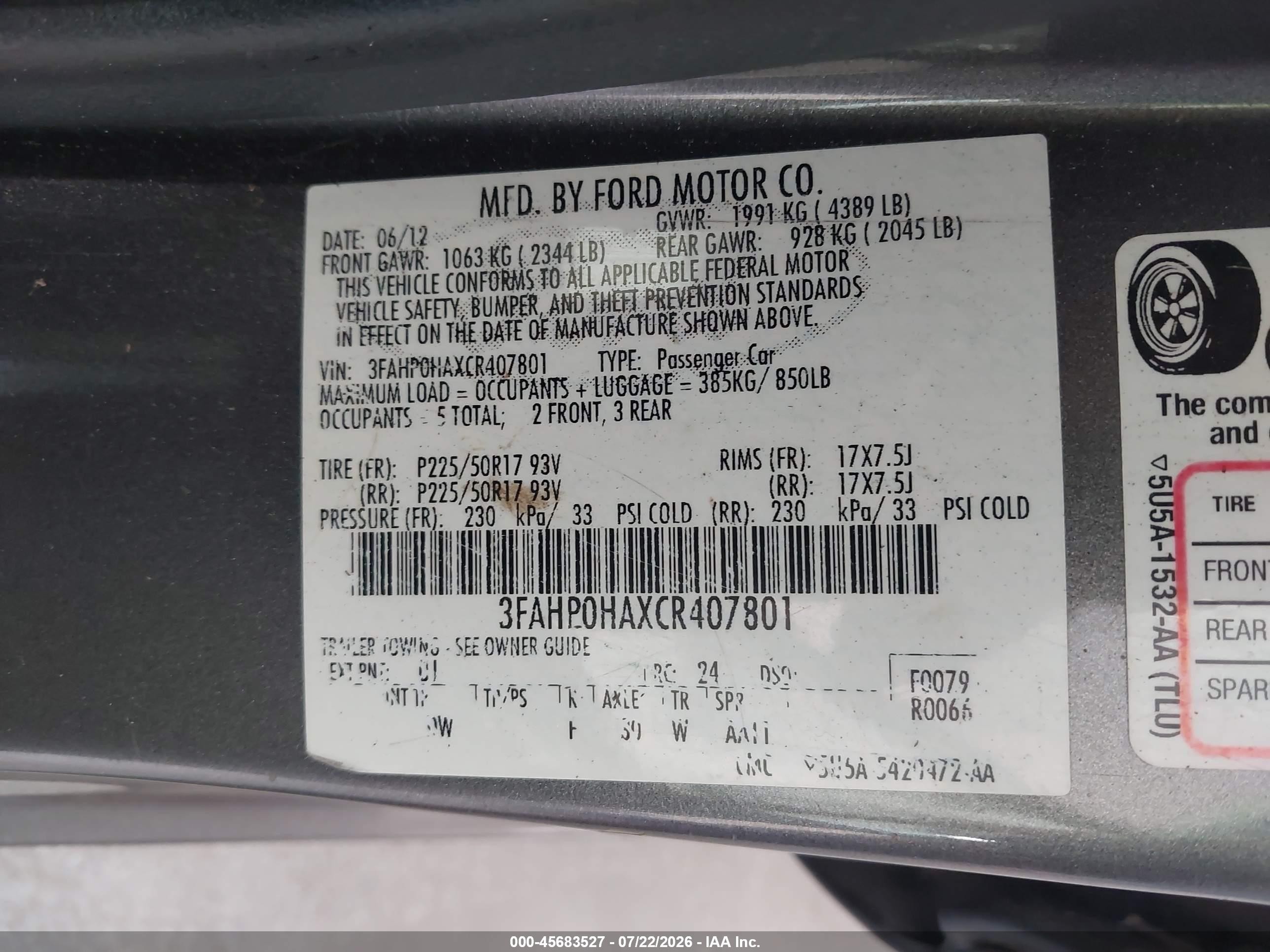 2012 Ford Fusion Se Gray vin: 3FAHP0HAXCR407801