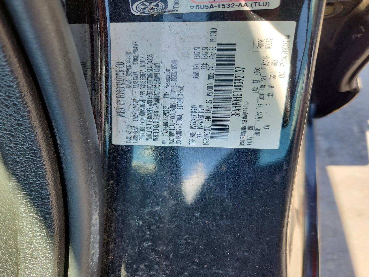 2010 Ford Fusion Se Black vin: 3FAHP0HG1AR392137