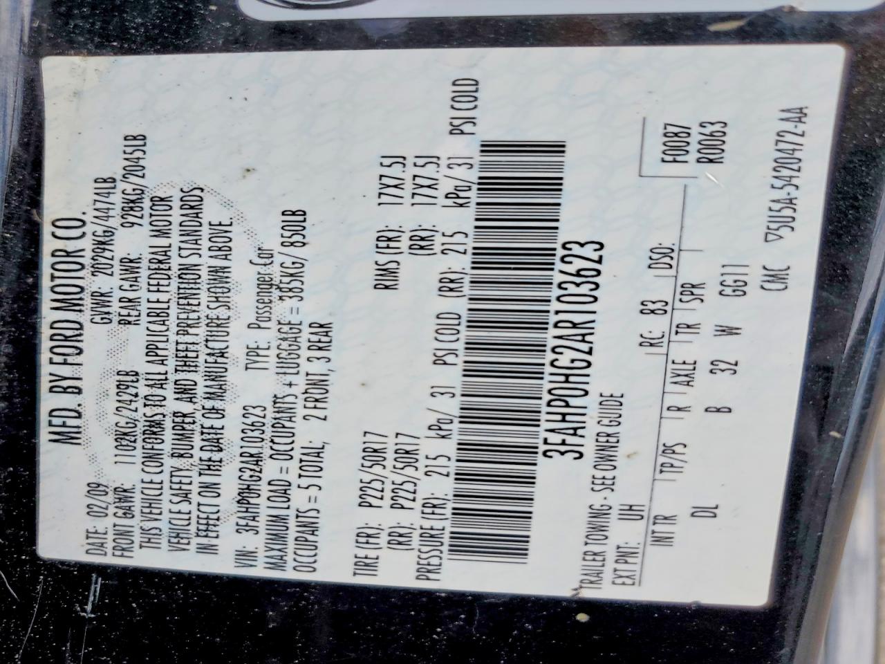 2010 Ford Fusion Se Black vin: 3FAHP0HG2AR103623