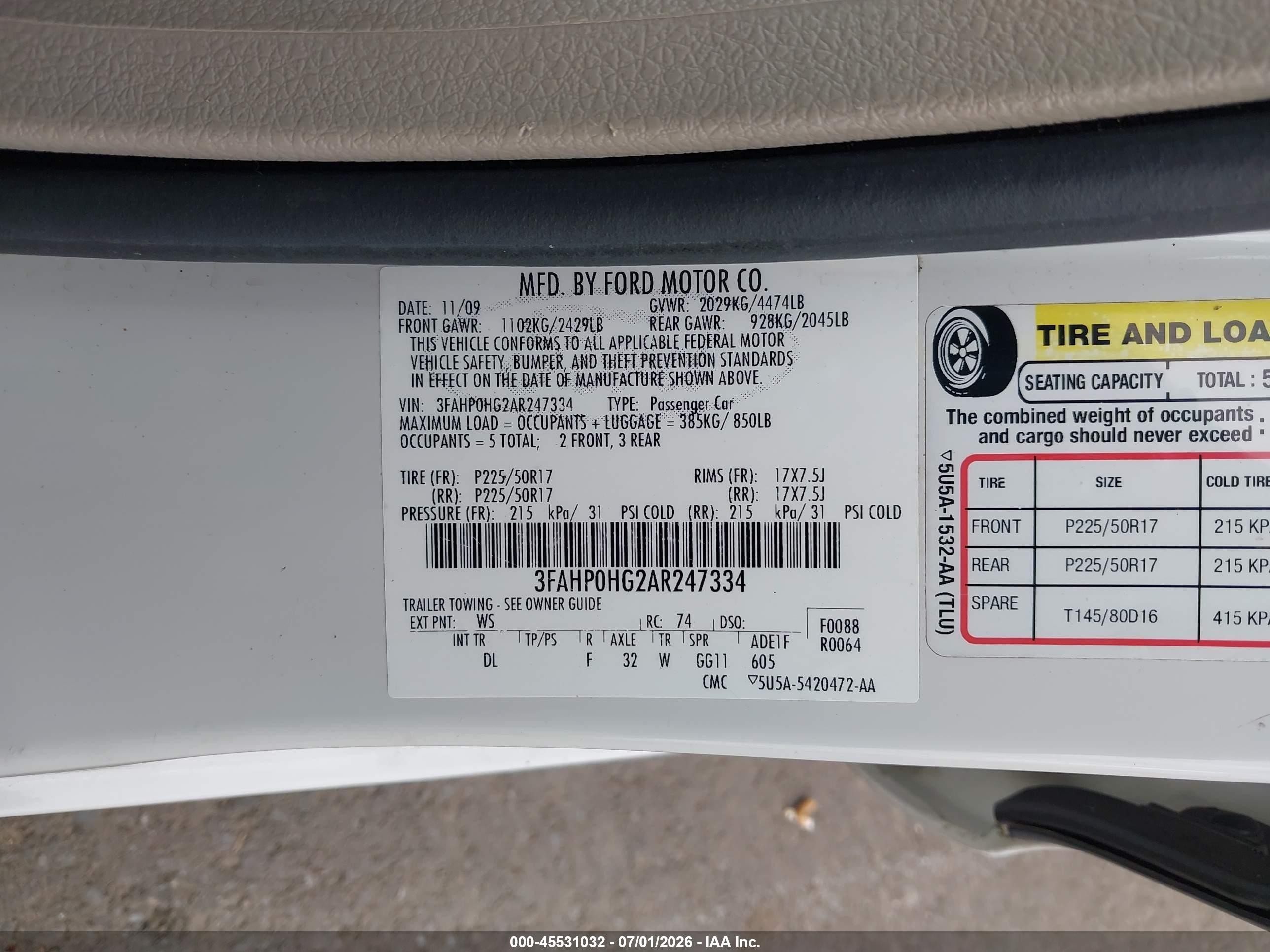 2010 Ford Fusion Se White vin: 3FAHP0HG2AR247334