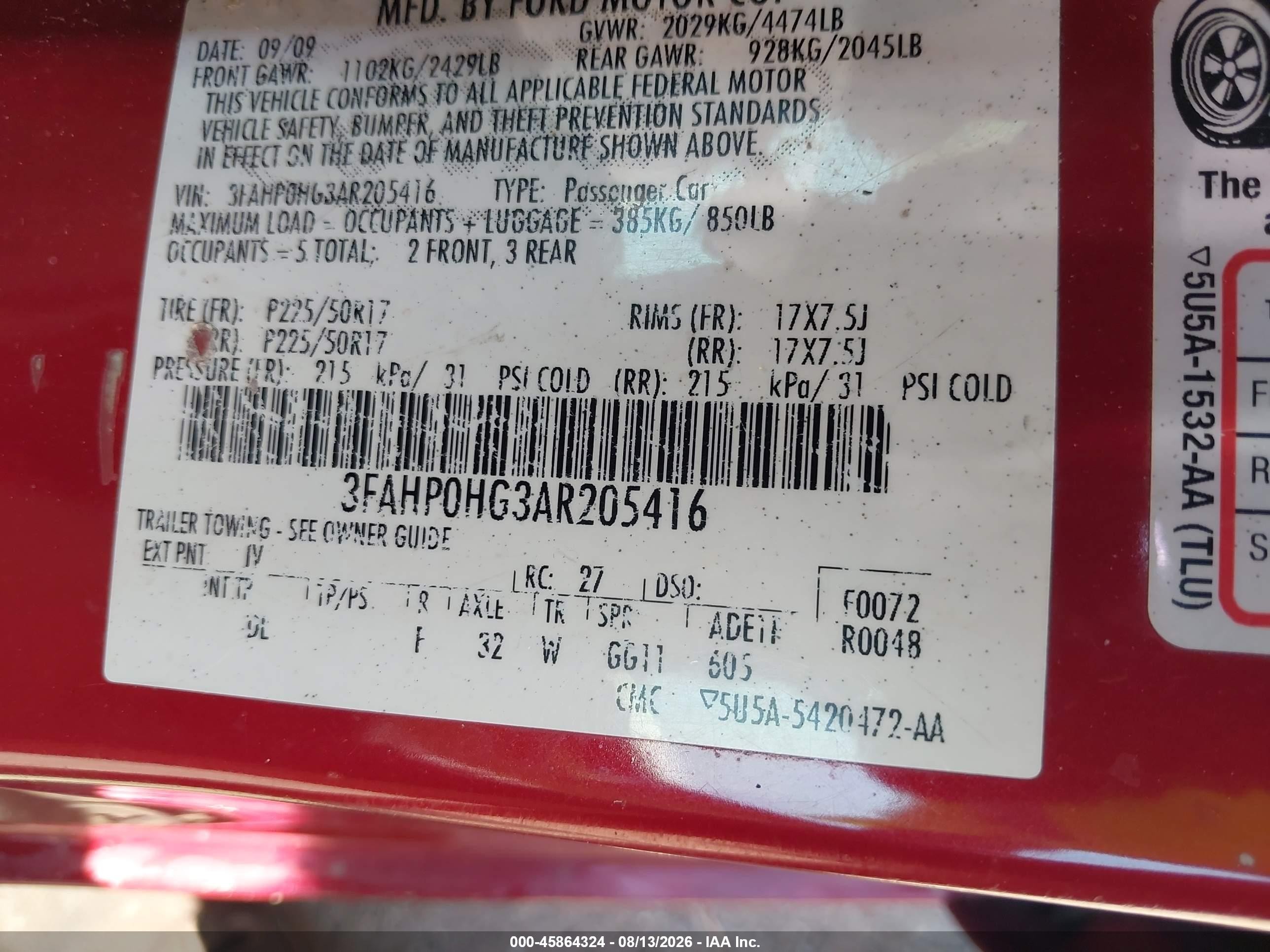 2010 Ford Fusion Se Red vin: 3FAHP0HG3AR205416