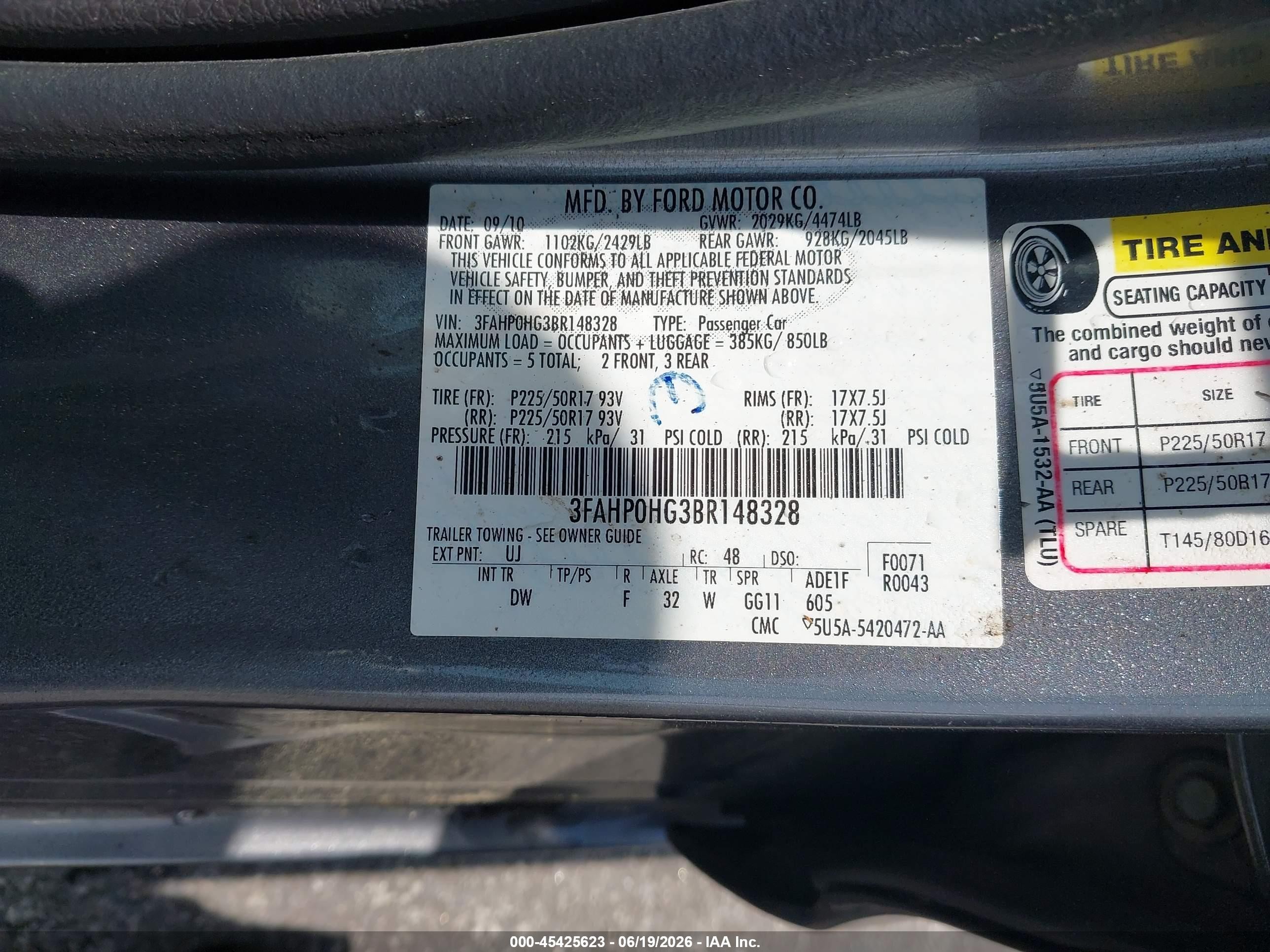 2011 Ford Fusion Se Gray vin: 3FAHP0HG3BR148328