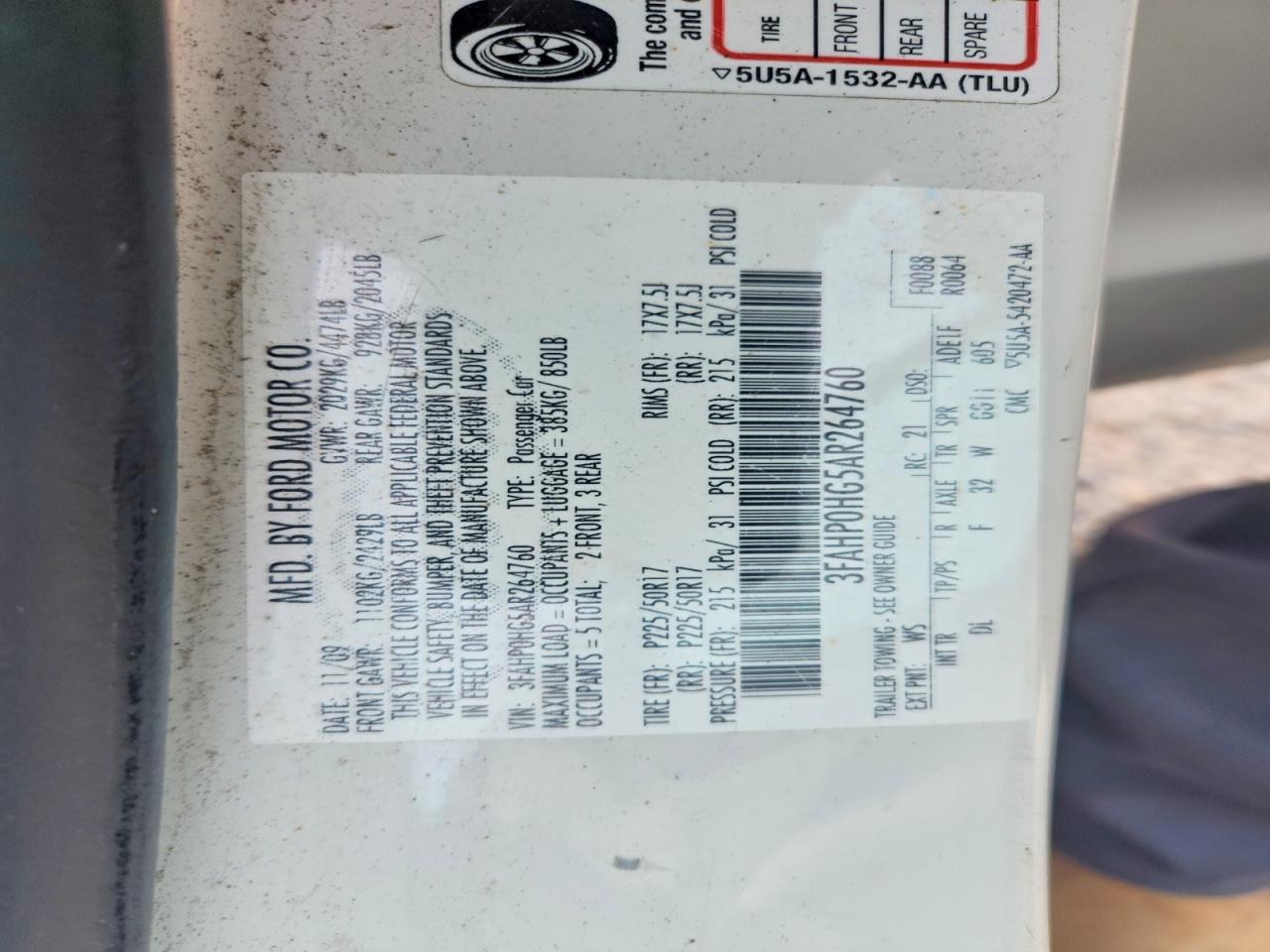 2010 Ford Fusion Se White vin: 3FAHP0HG5AR264760