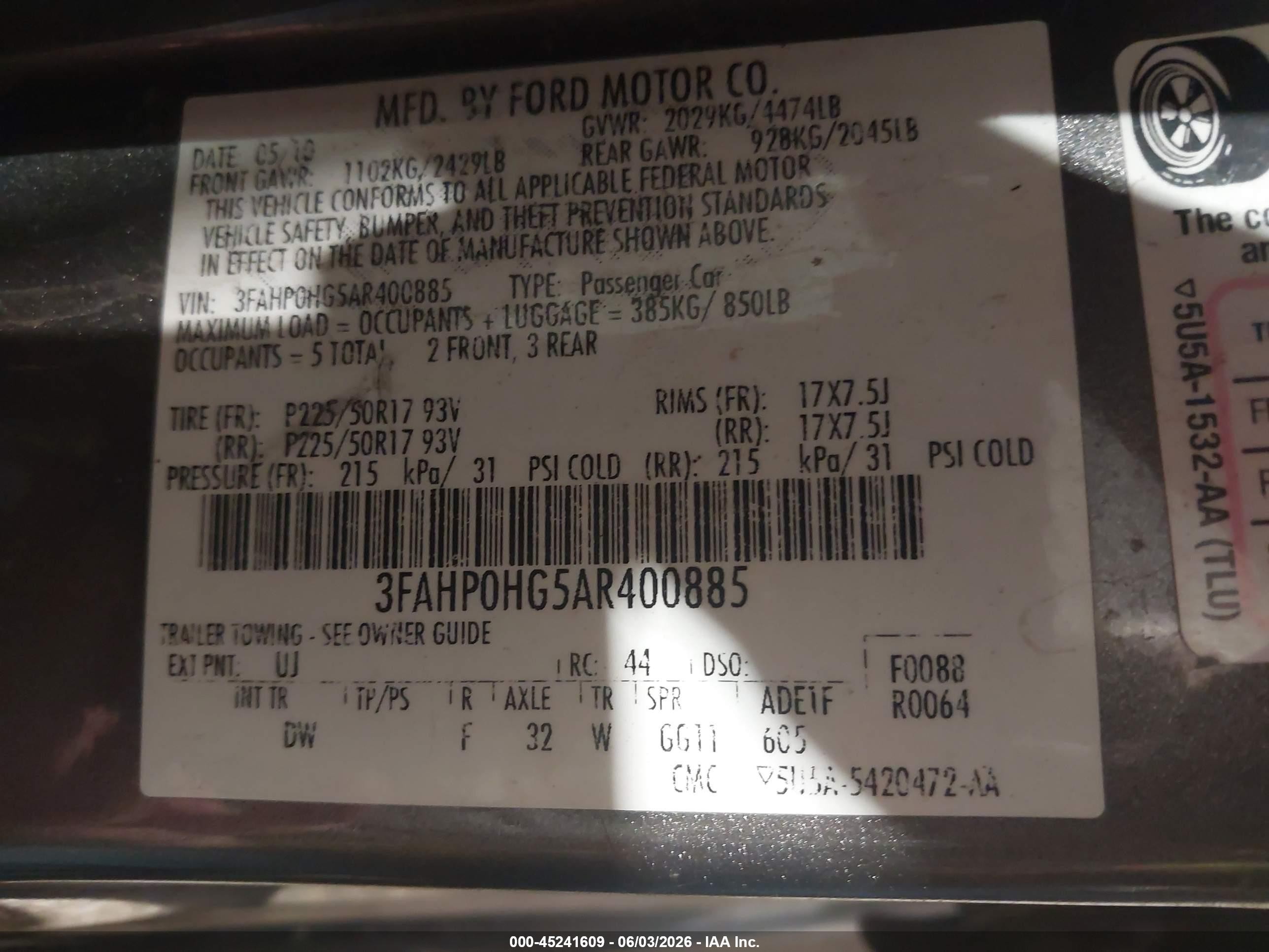 2010 Ford Fusion Se Gray vin: 3FAHP0HG5AR400885