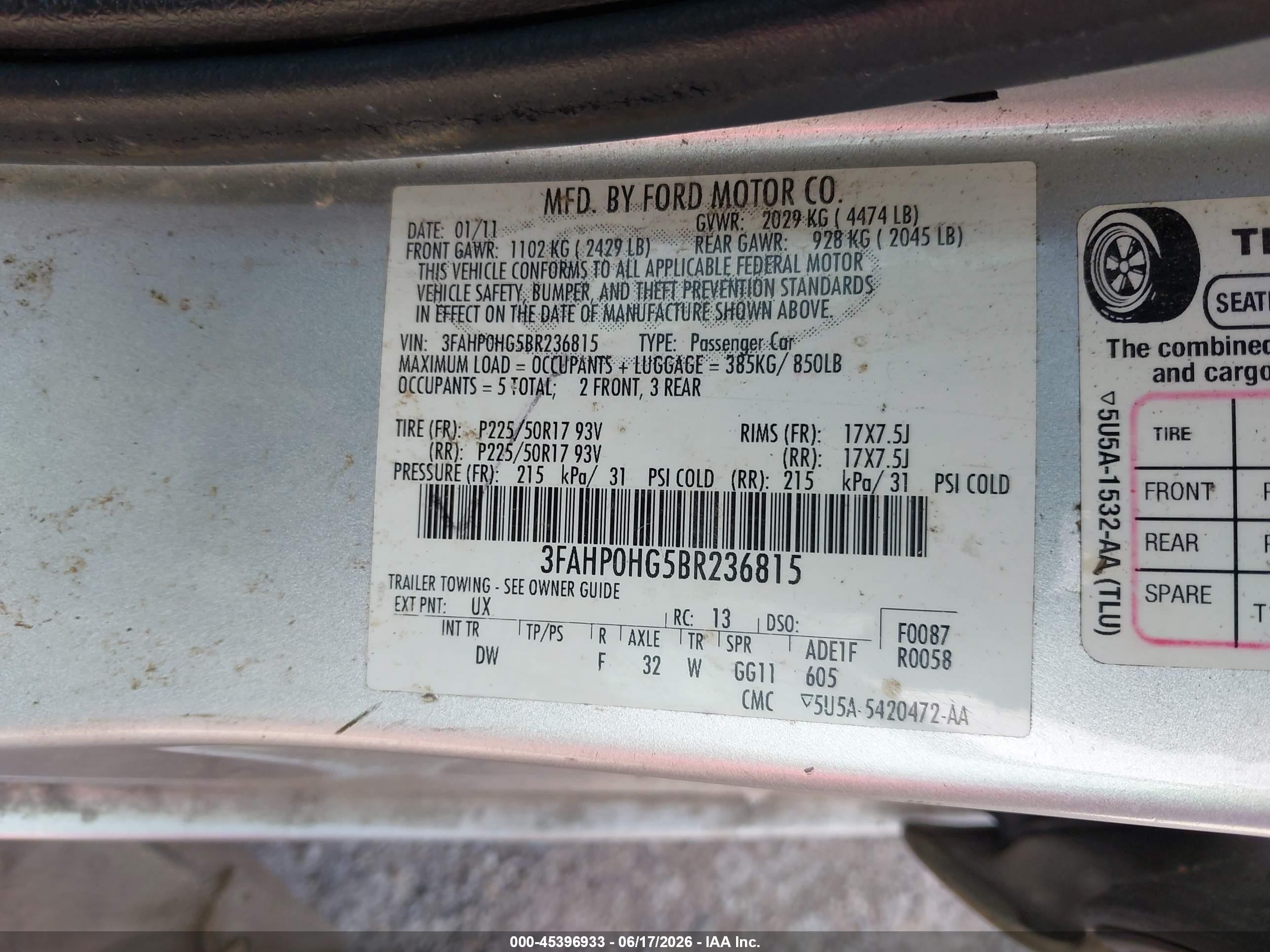 2011 Ford Fusion Se Silver vin: 3FAHP0HG5BR236815