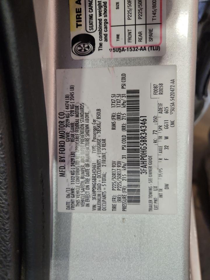 2011 Ford Fusion Se Silver vin: 3FAHP0HG5BR343461
