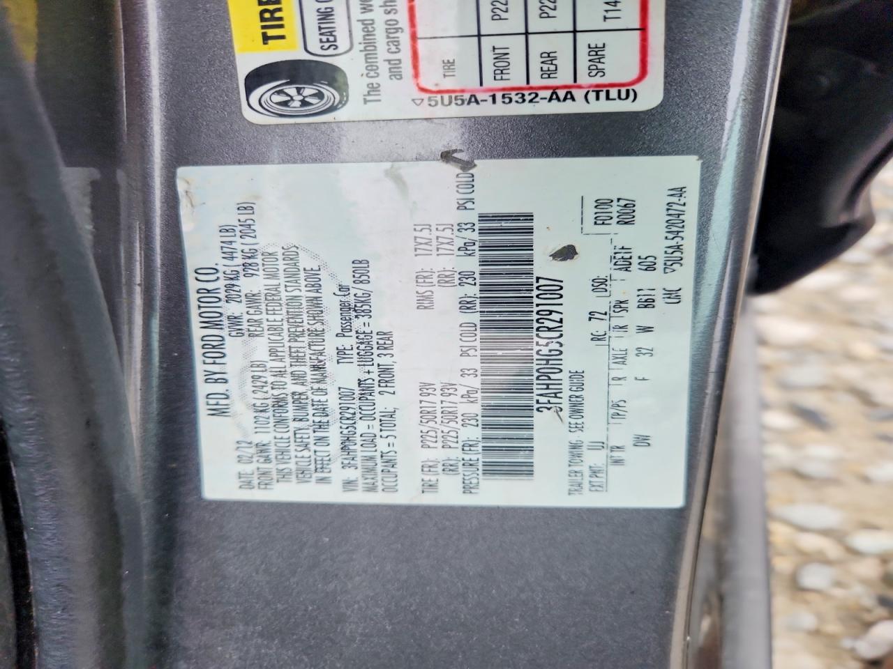 2012 Ford Fusion Se Gray vin: 3FAHP0HG5CR291007