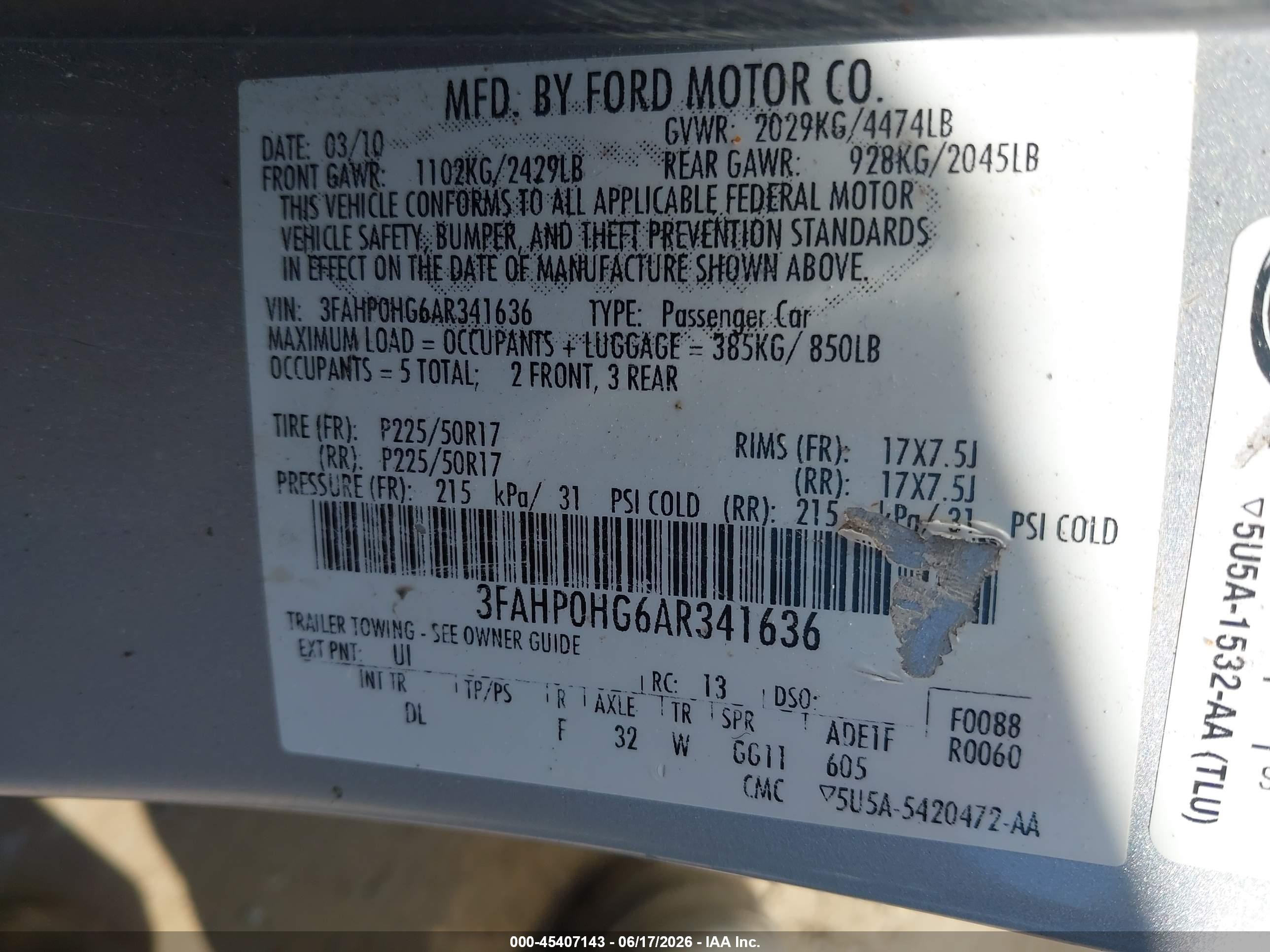 2010 Ford Fusion Se Silver vin: 3FAHP0HG6AR341636
