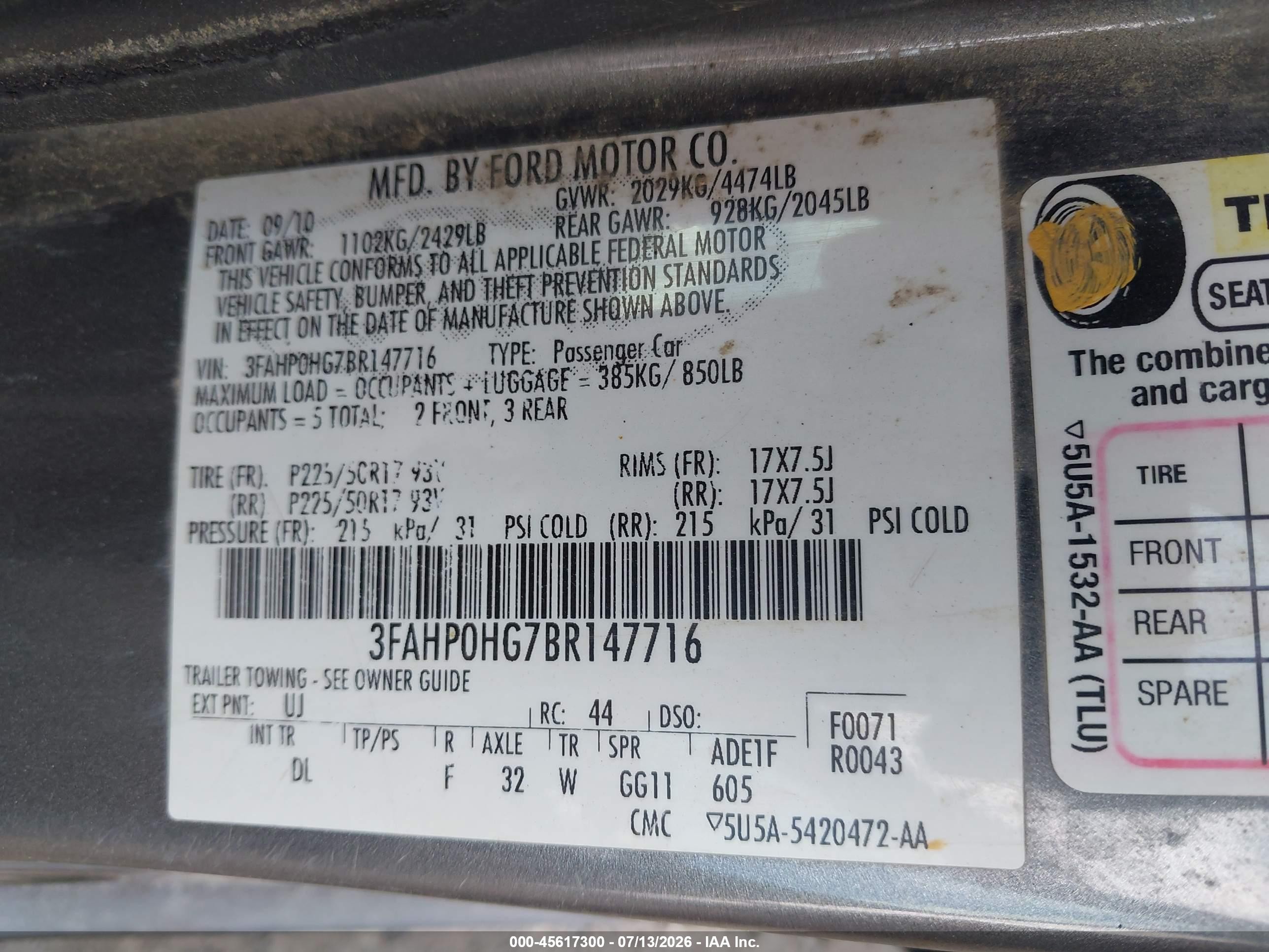 2011 Ford Fusion Se Gray vin: 3FAHP0HG7BR147716