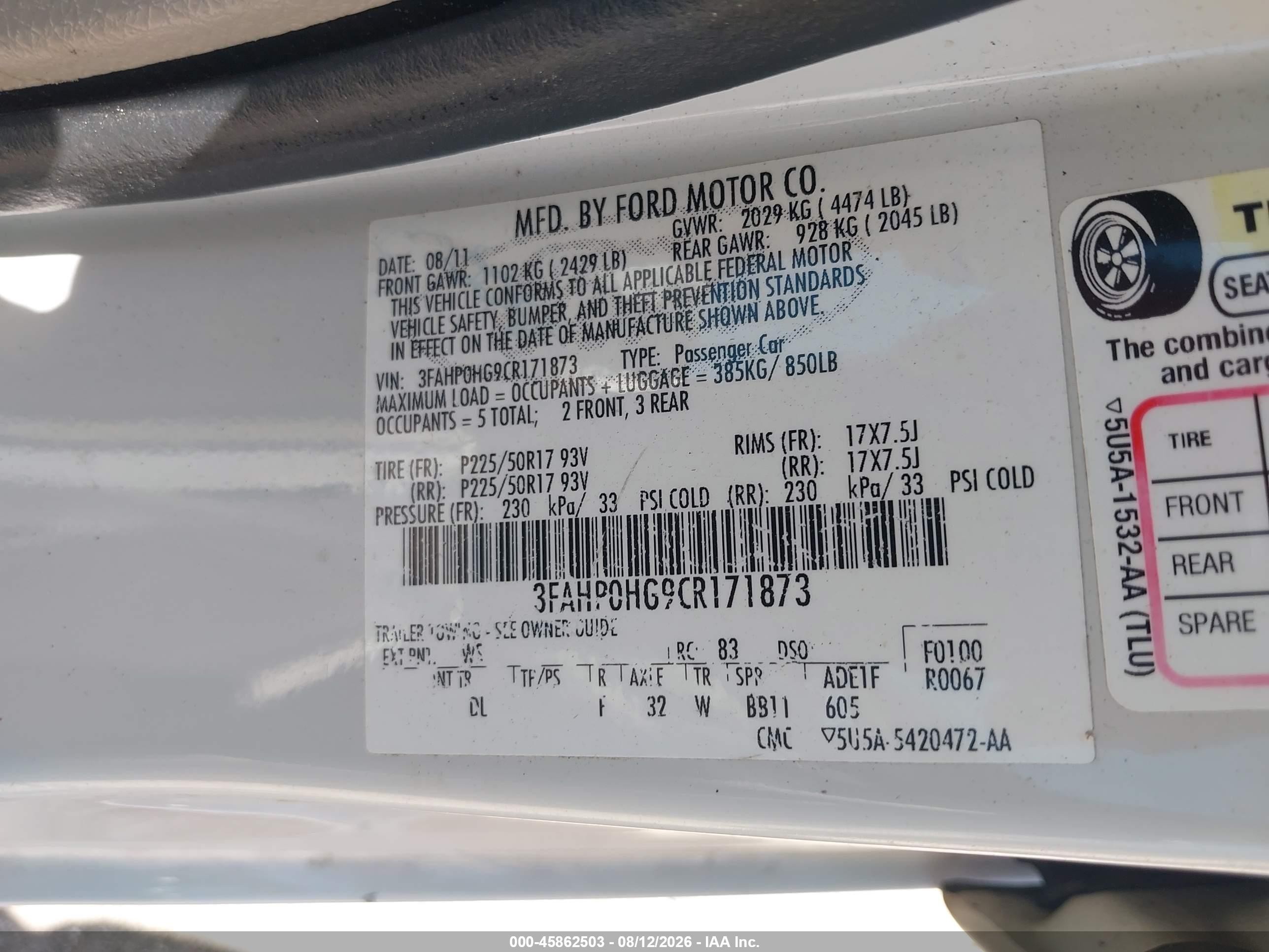 2012 Ford Fusion Se White vin: 3FAHP0HG9CR171873