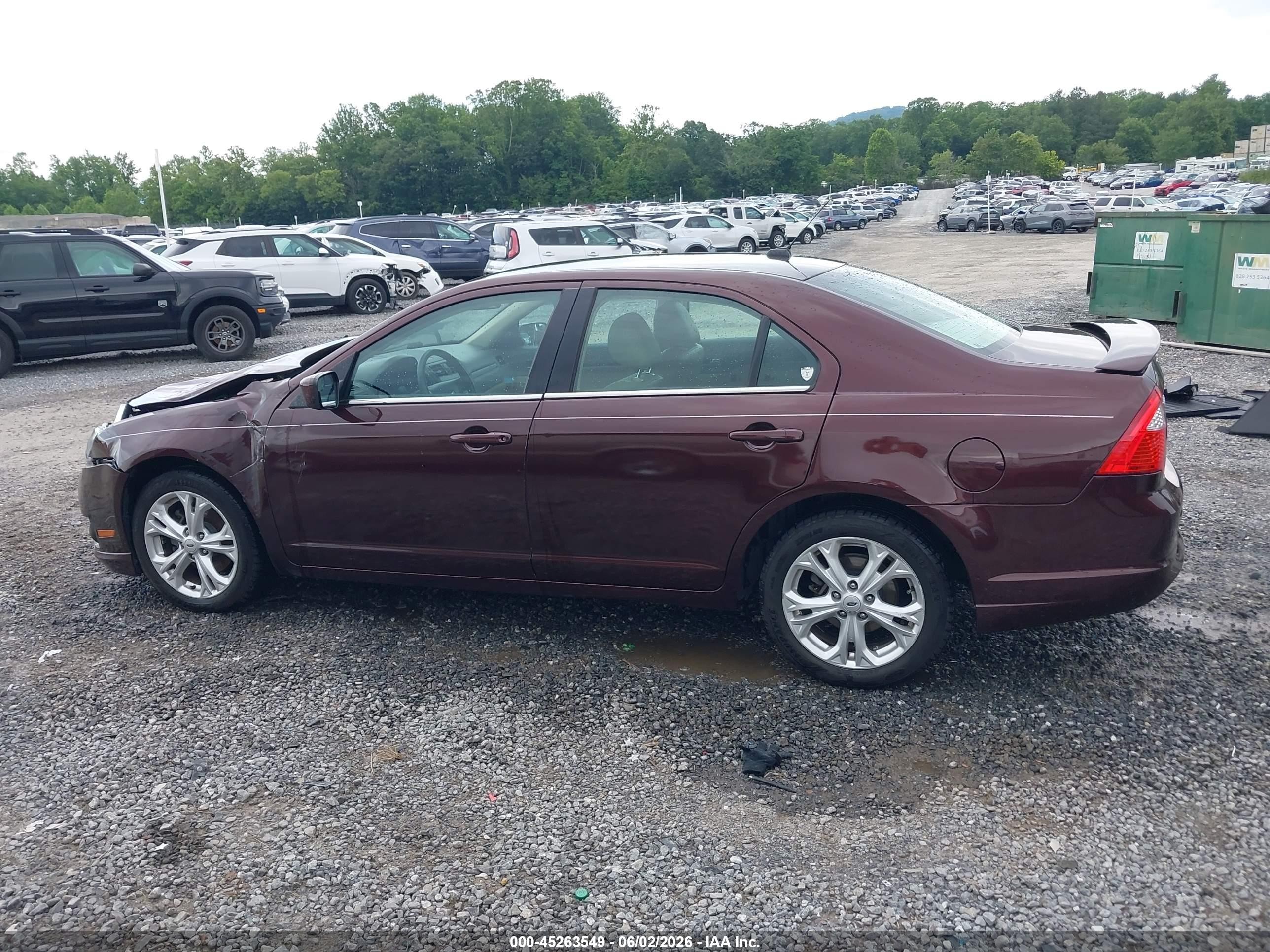 2012 Ford Fusion Se Burgundy vin: 3FAHP0HGXCR216352