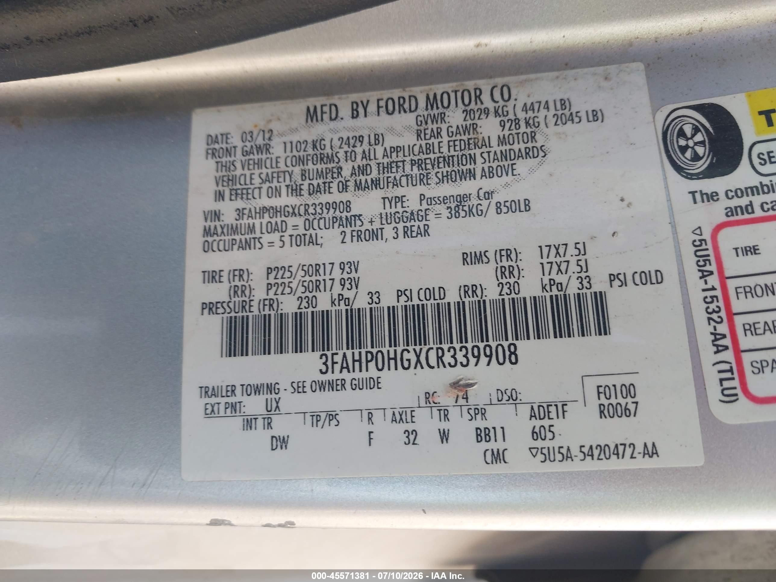 2012 Ford Fusion Se Silver vin: 3FAHP0HGXCR339908
