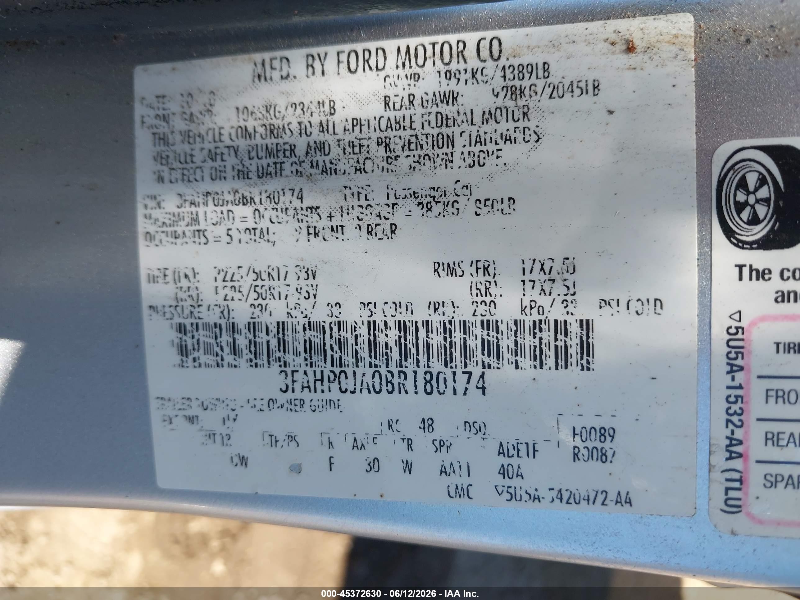 2011 Ford Fusion Sel Silver vin: 3FAHP0JA0BR180174
