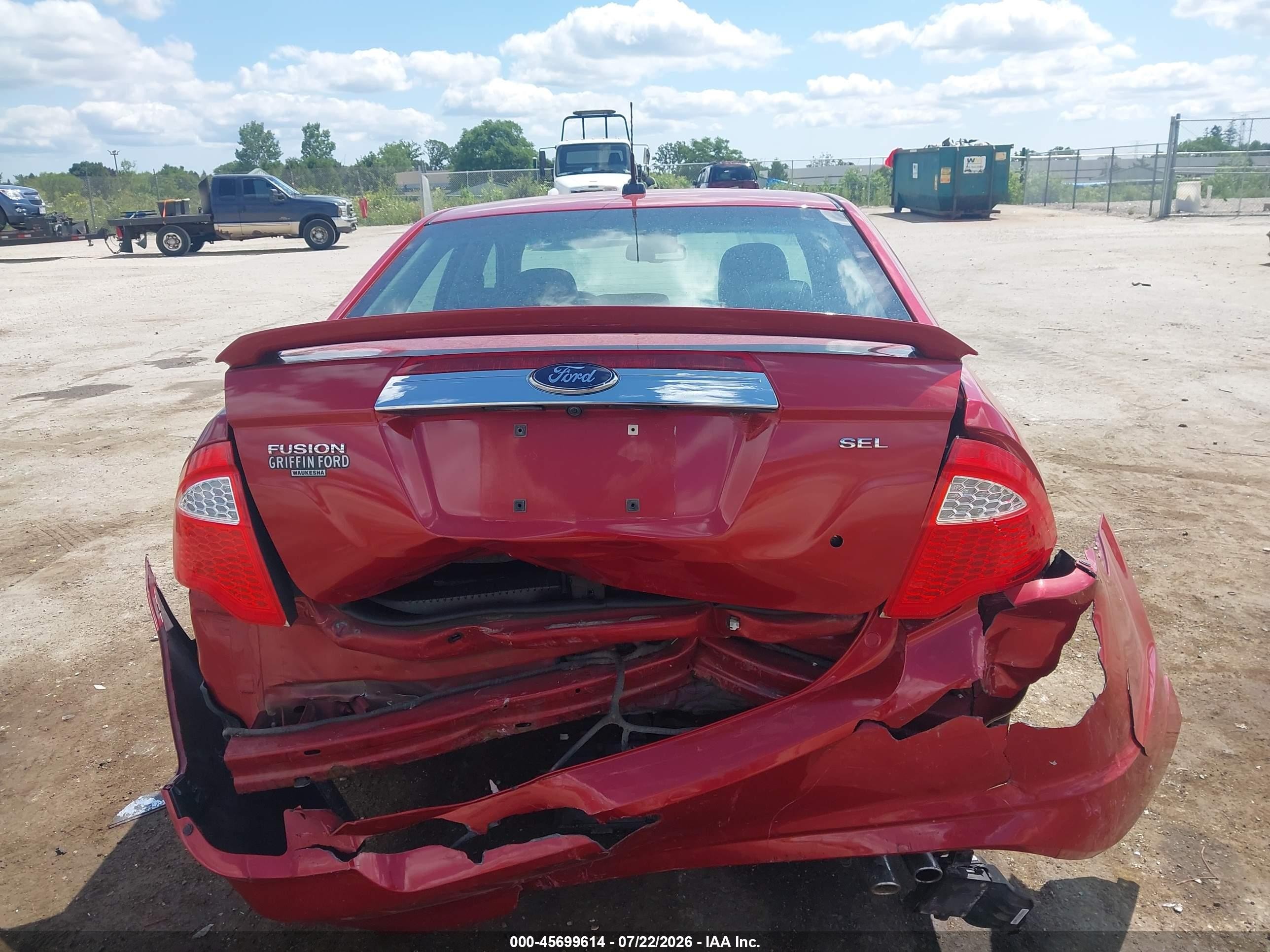 2010 Ford Fusion Sel Red vin: 3FAHP0JA1AR116045