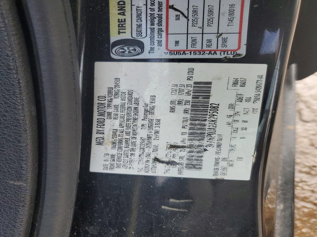 2010 Ford Fusion Sel Black vin: 3FAHP0JA2AR295082