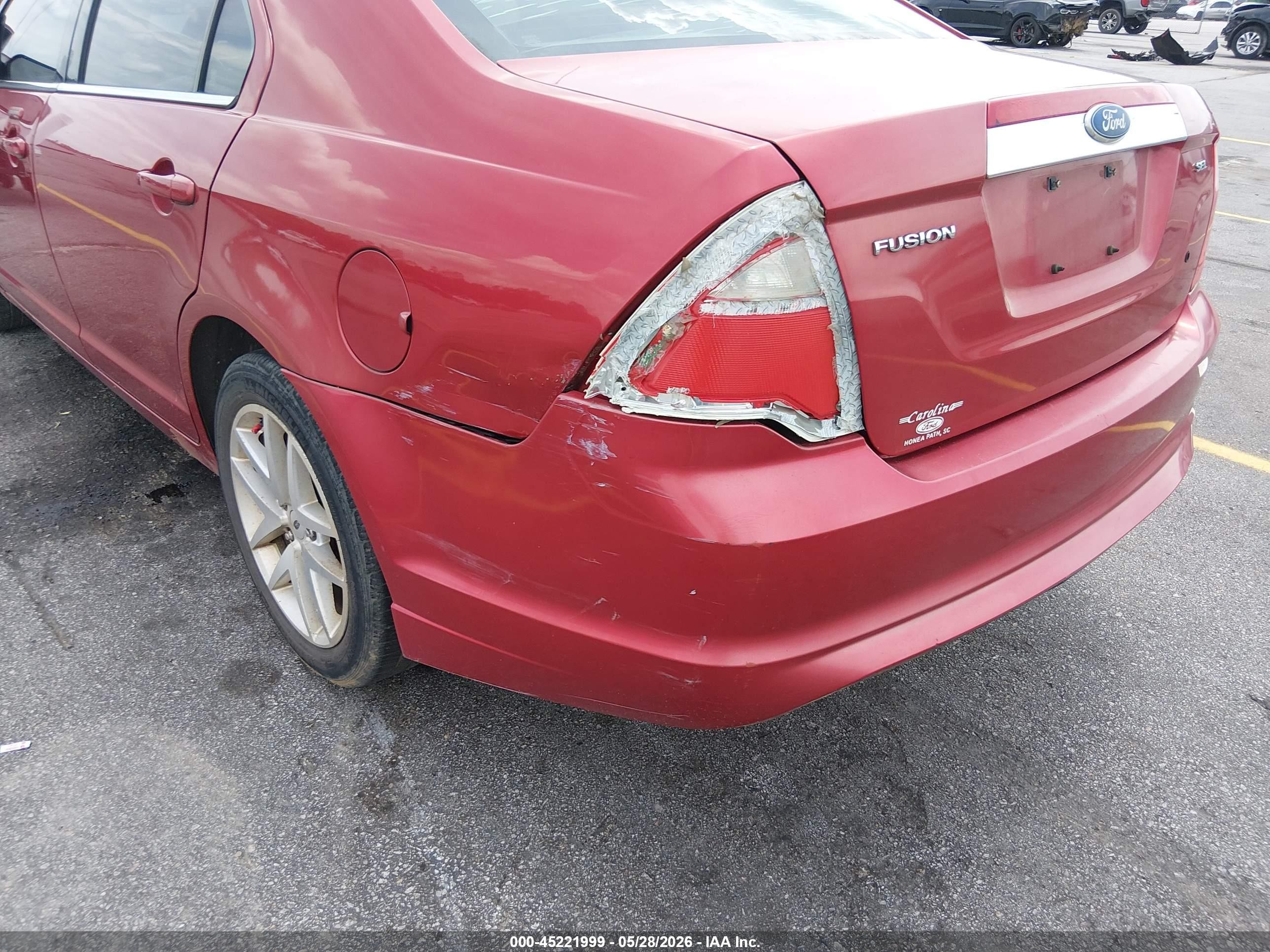 2010 Ford Fusion Sel Burgundy vin: 3FAHP0JA2AR378592