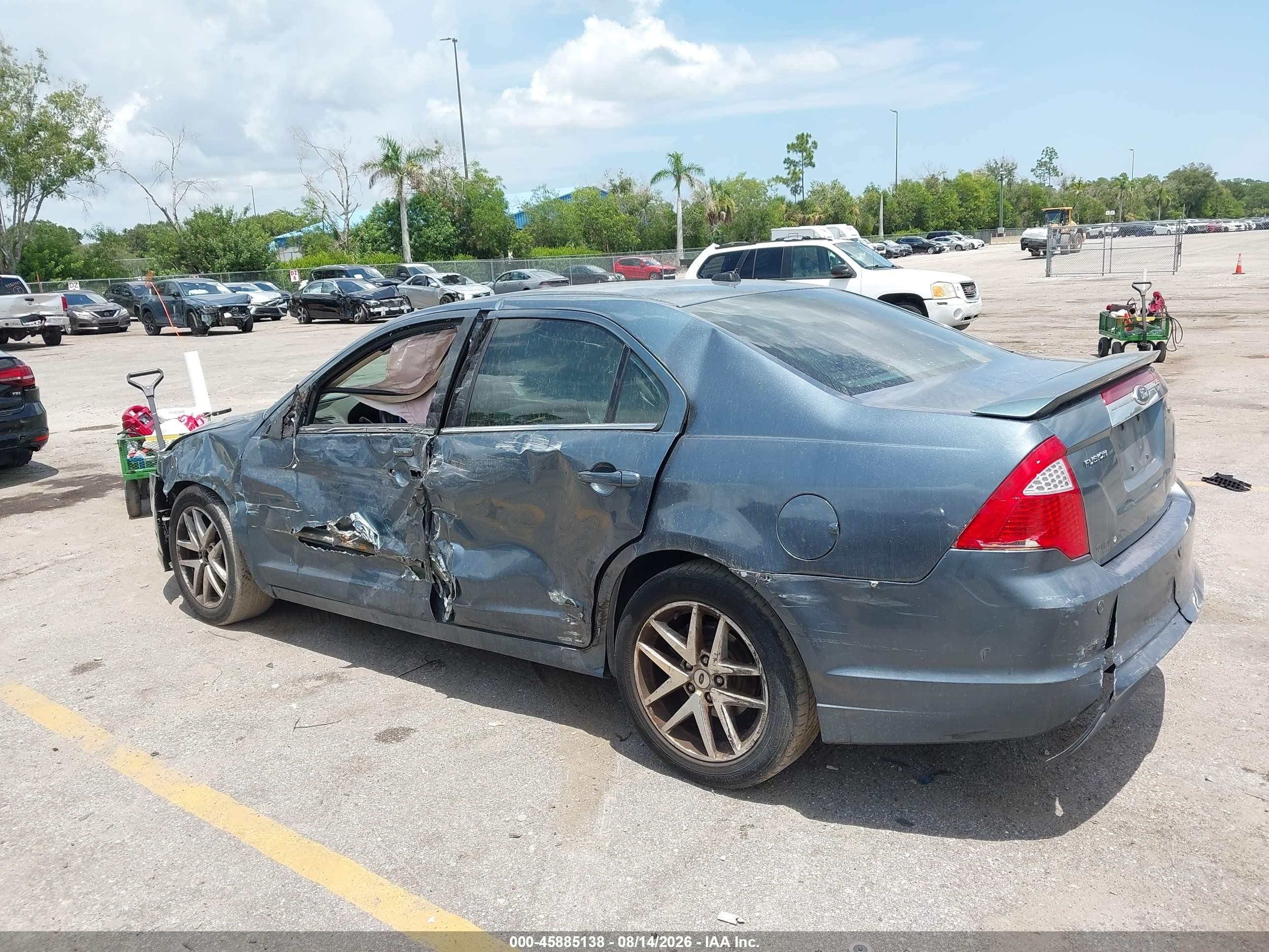 2012 Ford Fusion Sel Light Blue vin: 3FAHP0JA2CR386954
