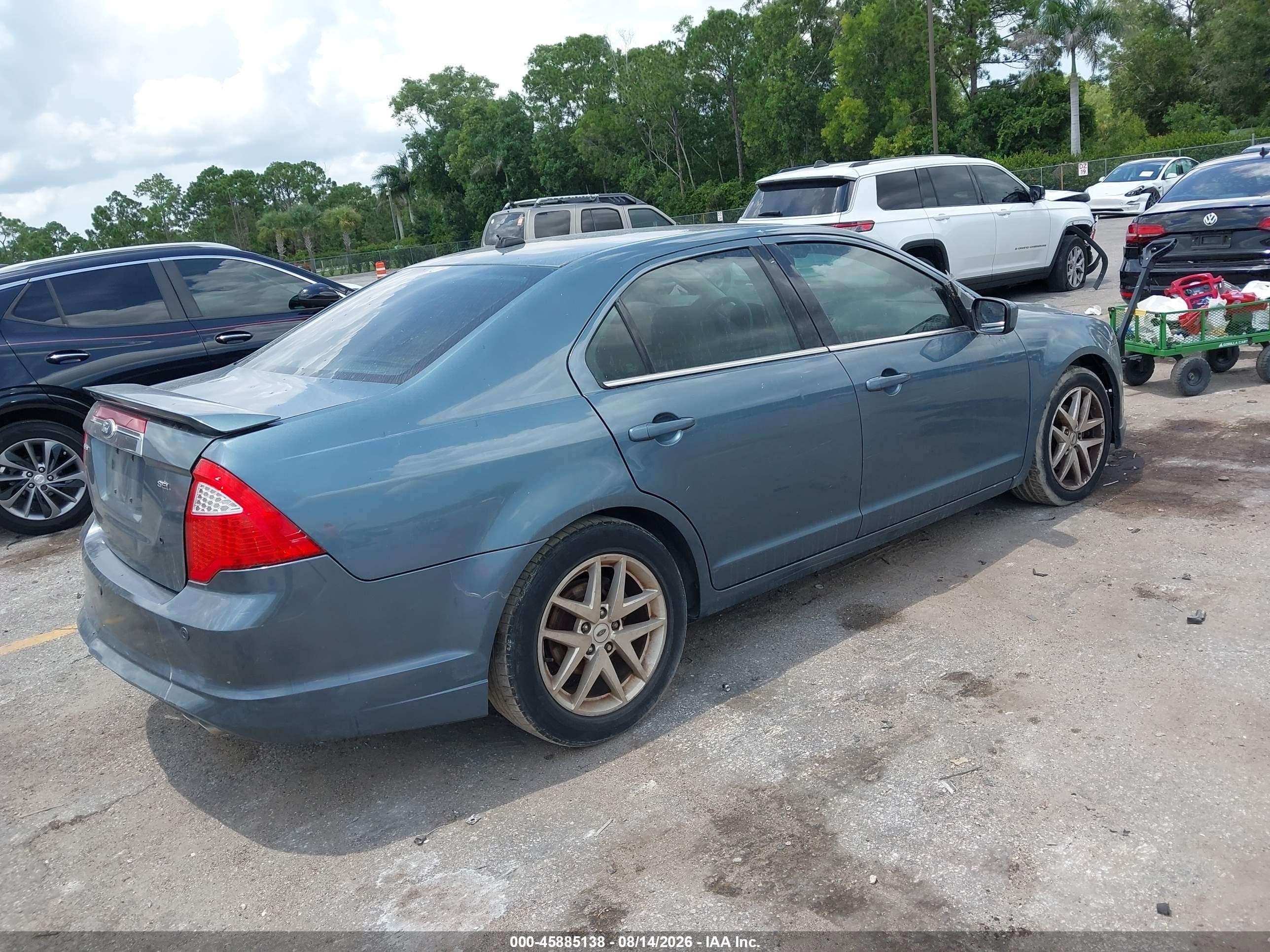 2012 Ford Fusion Sel Light Blue vin: 3FAHP0JA2CR386954