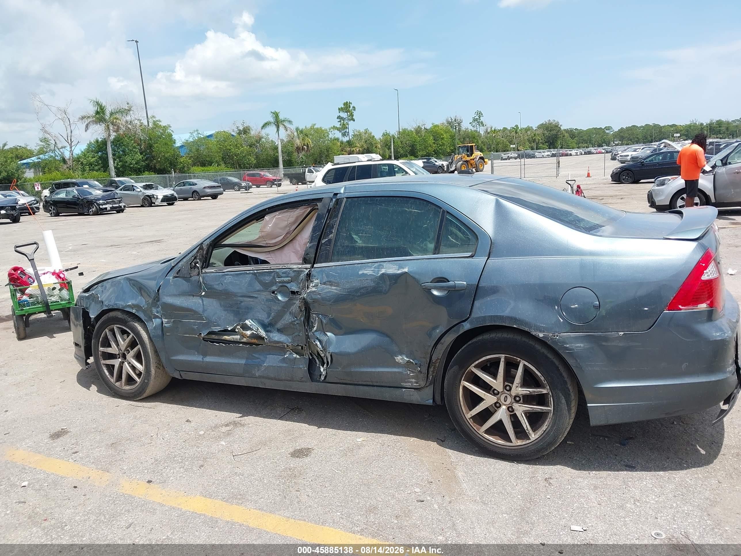 2012 Ford Fusion Sel Light Blue vin: 3FAHP0JA2CR386954