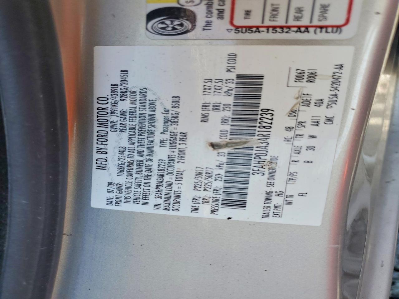 2010 Ford Fusion Sel Silver vin: 3FAHP0JA3AR182239