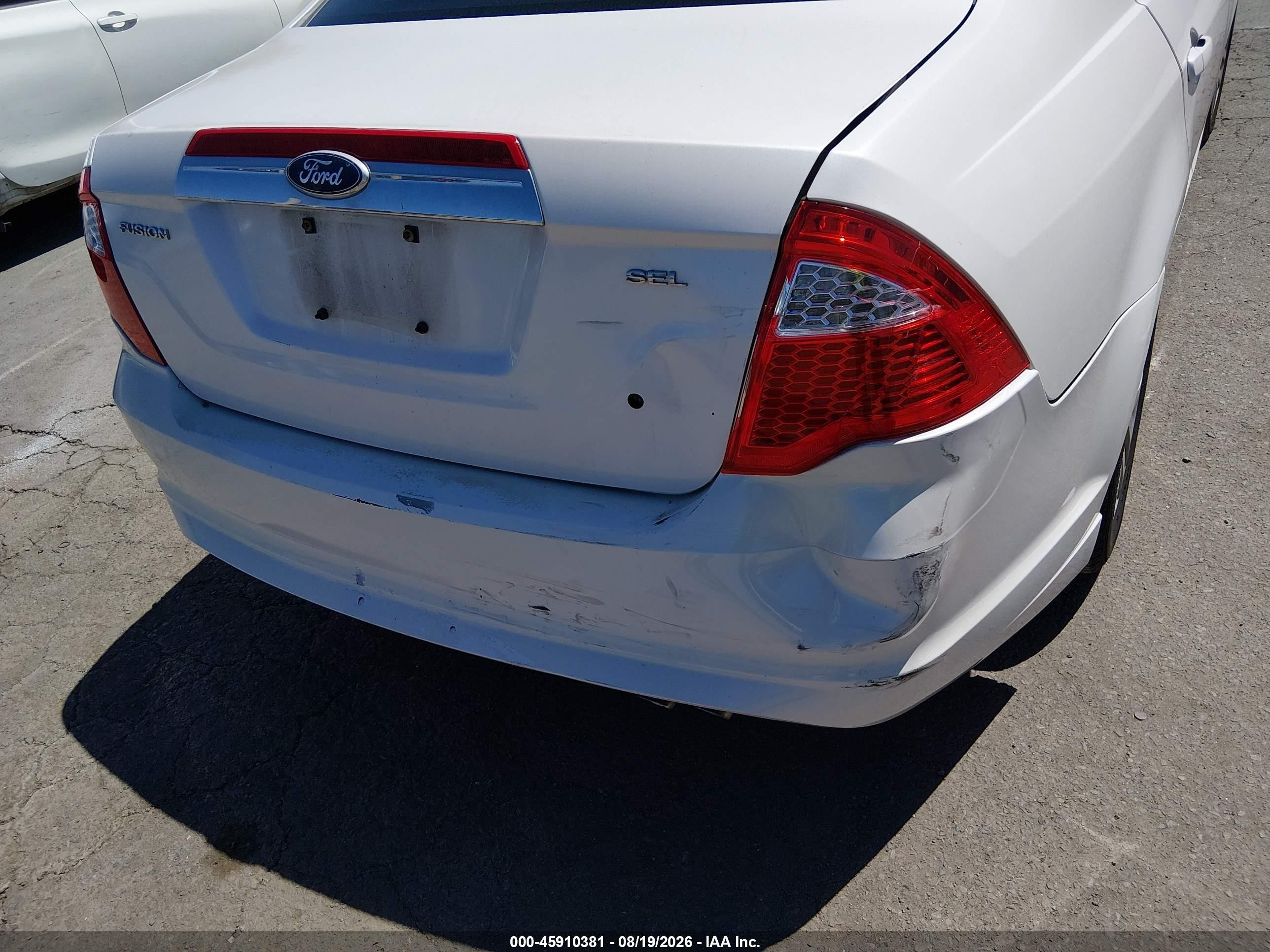 2010 Ford Fusion Sel White vin: 3FAHP0JA3AR406156