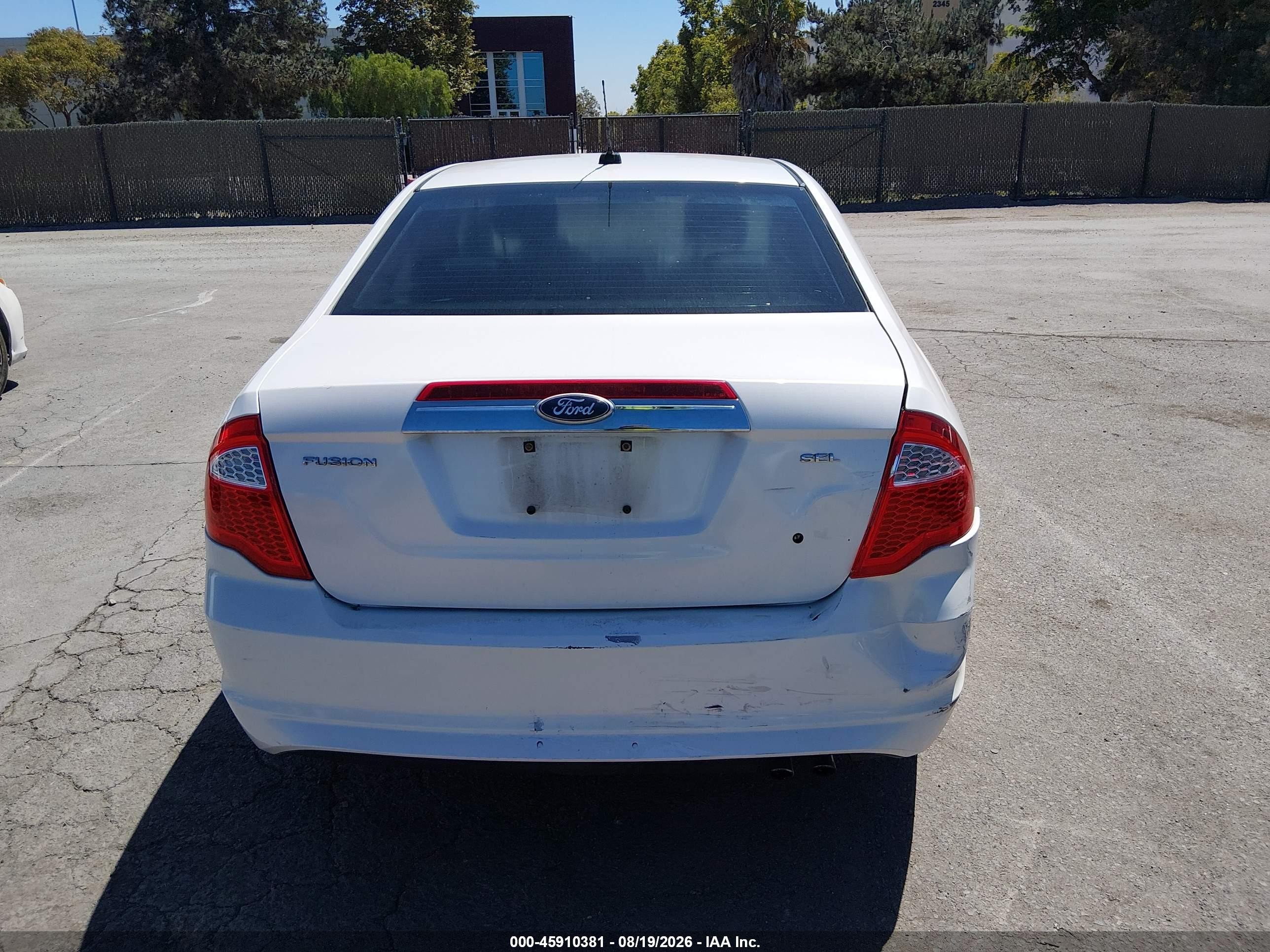 2010 Ford Fusion Sel White vin: 3FAHP0JA3AR406156